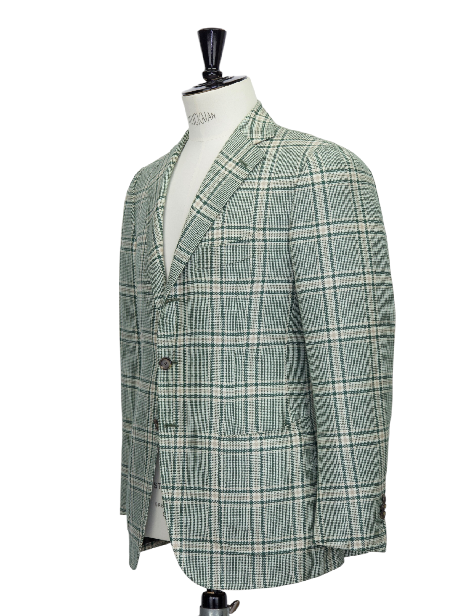 Cesare Attolini Light Green Wool, Silk & Linen Tartan Jacket