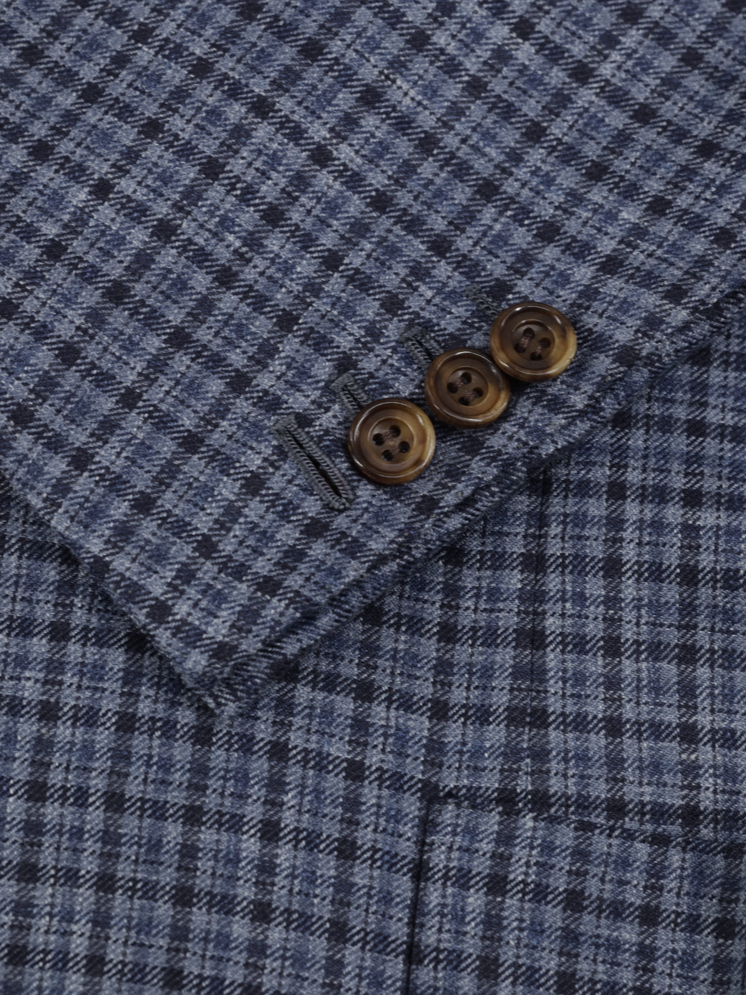 Kiton Steel Blue Cashmere, Linen & Silk Checkered Jacket