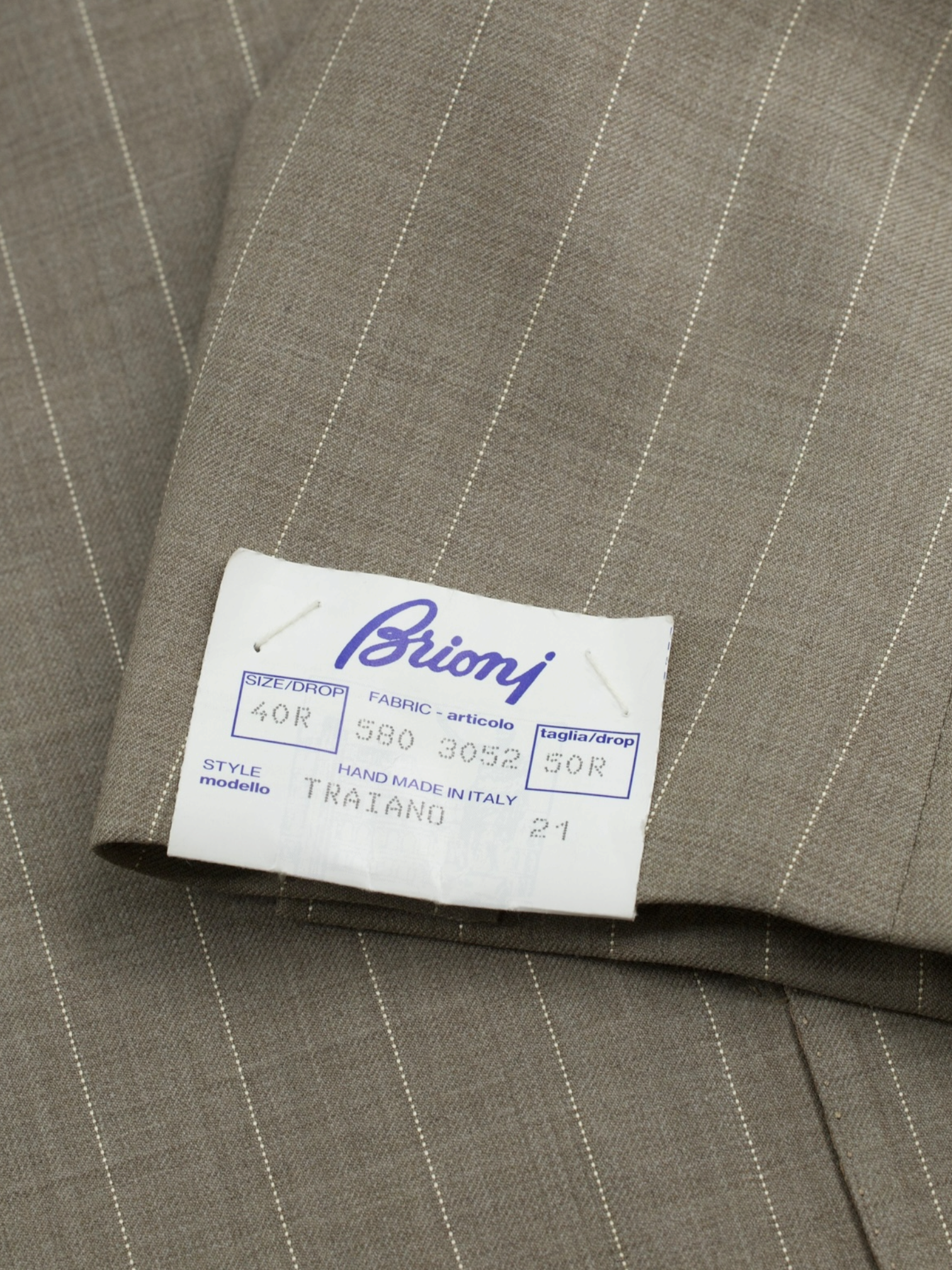 Brioni Taupe Fine-Wool Roman-Style Pinstripe Suit