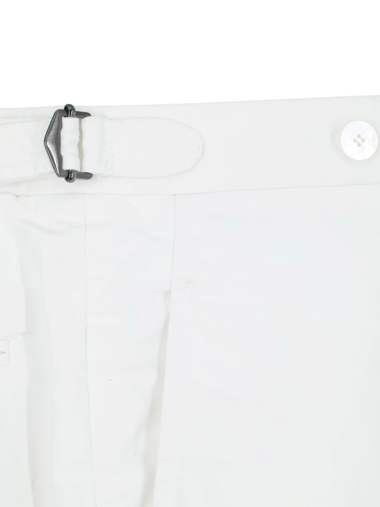 Cesare Attolini White Cotton Side-Adjuster Twill Dress Chino