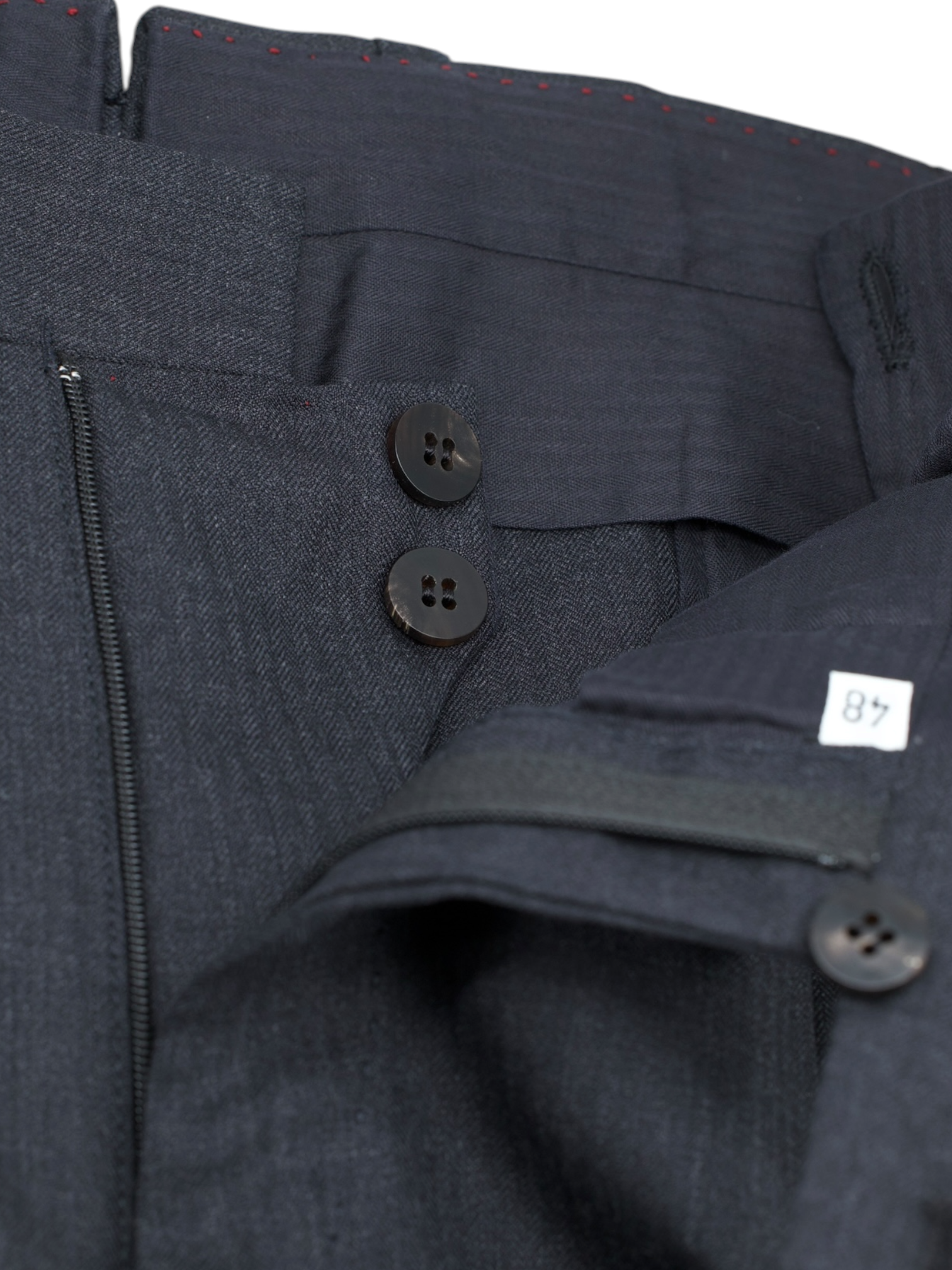 Sartoria Voglio Dark Grey Tasmanian-Wool Micro-Herringbone Sartorial Trousers