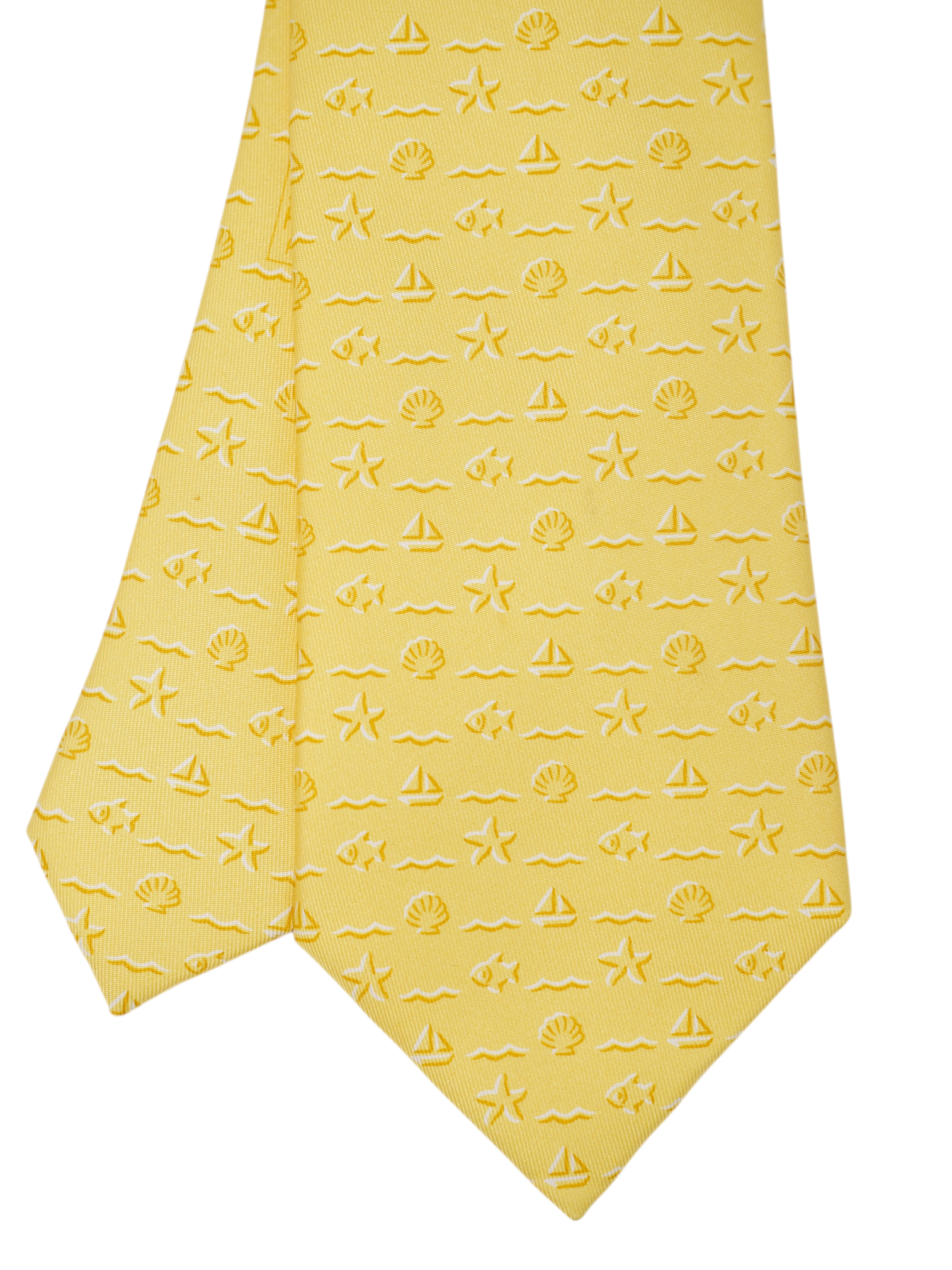 Hermès x ING Private-Banking Butter Yellow Silk Boat-Pattern Tie