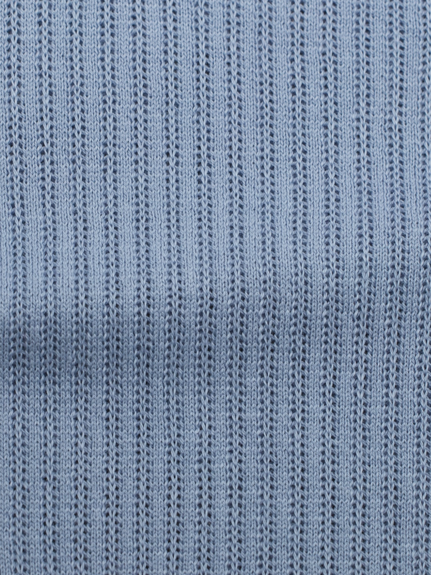 Fedeli Celestial Blue Lightweight Rib-Knitted Cotton Buttonless Polo