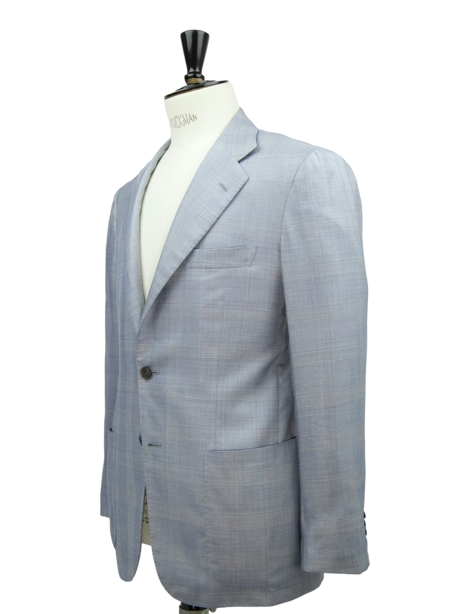 Kiton Ice Blue Silk, Cashmere & Linen Glenplaid Suit