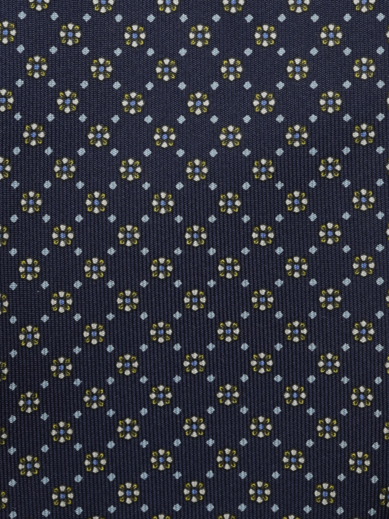 E.Marinella Navy & Yellow Silk Geometric-Floral Pattern Tie