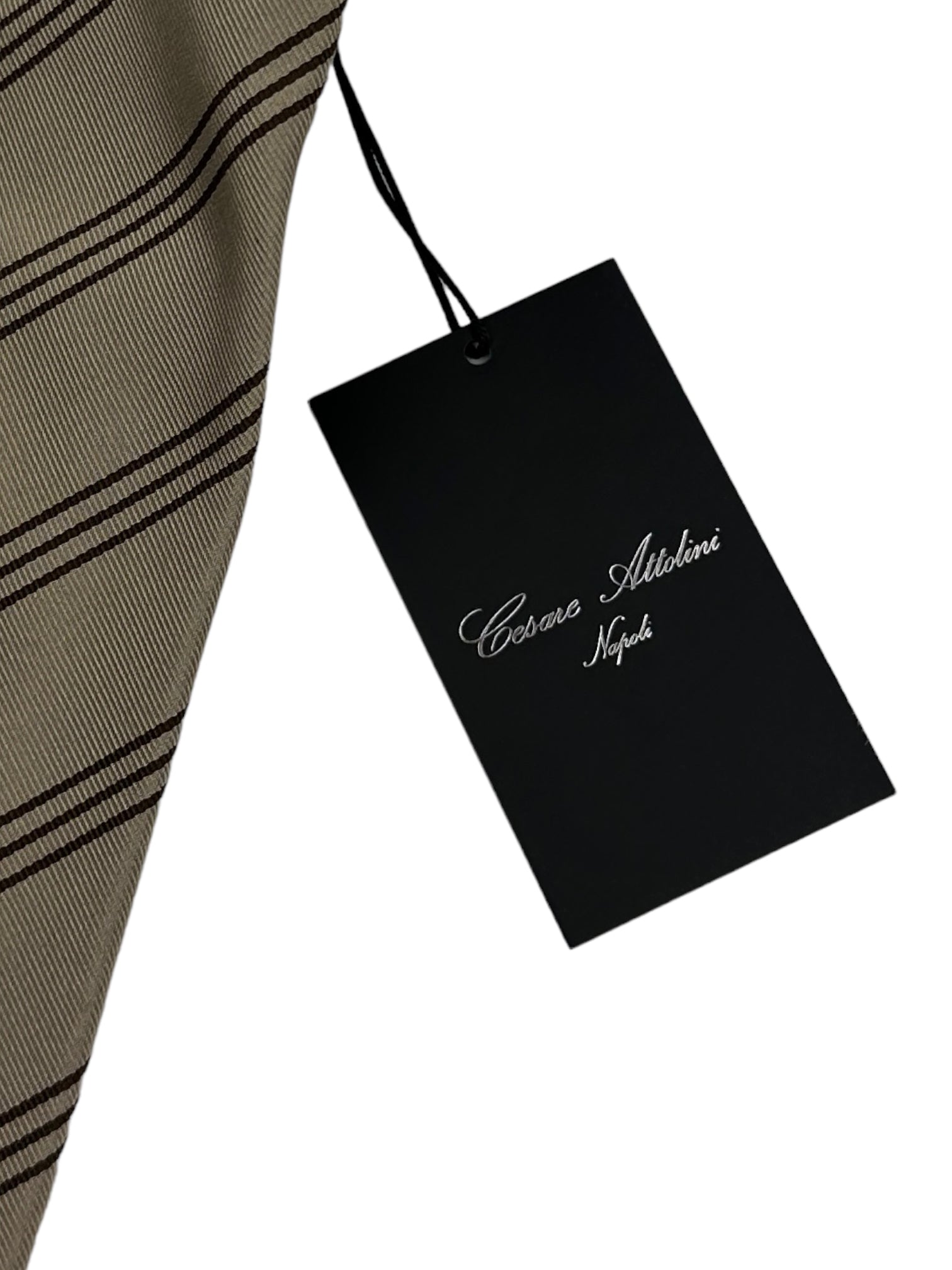 Cesare Attolini Sand Club Stripe Tie