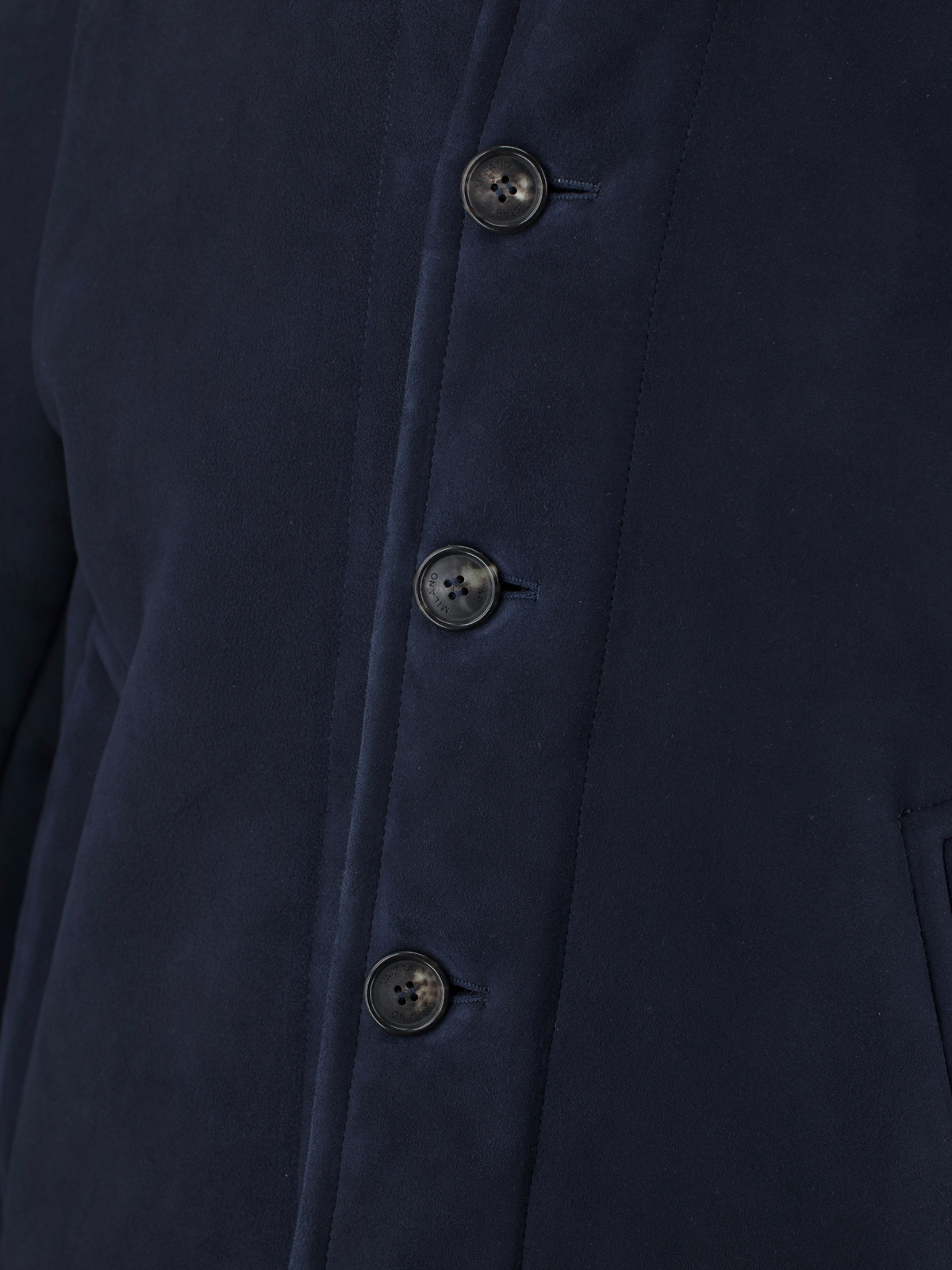Valstar Navy Lambskin-Suede Shearling Deck Jacket