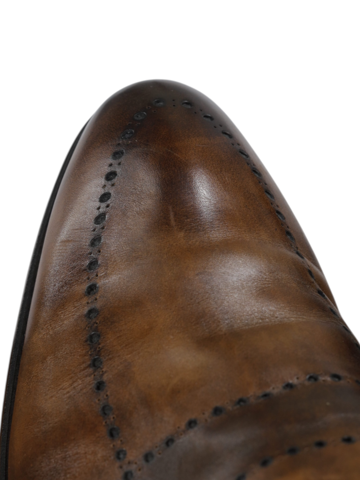 Bontoni Brown Calfleather Perforated-Detail Strap Loafer
