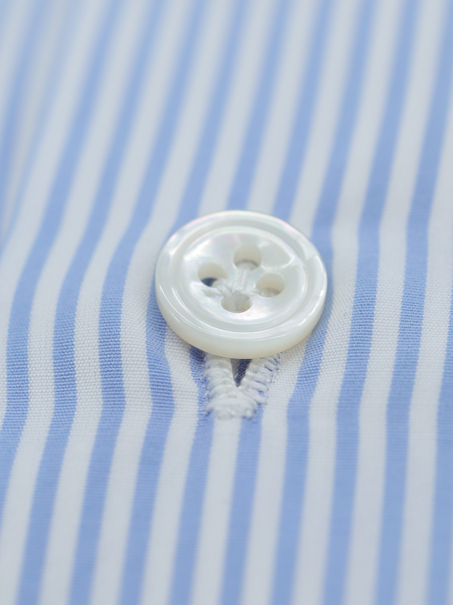Finamore Light Blue Cotton Pinstripe French Cuff Shirt