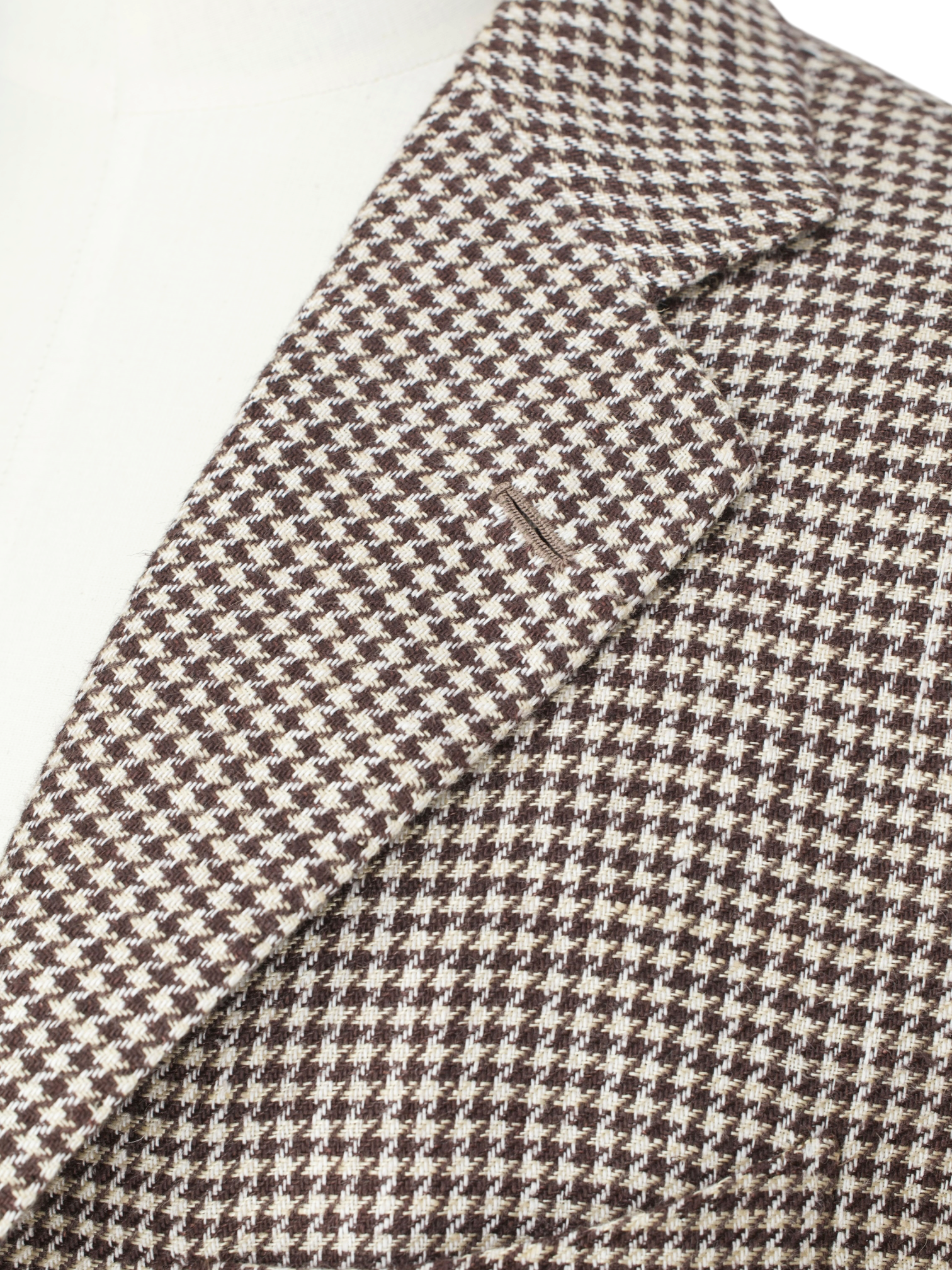 Cesare Attolini Light Brown Pure Linen Pied de Poule Summer Jacket