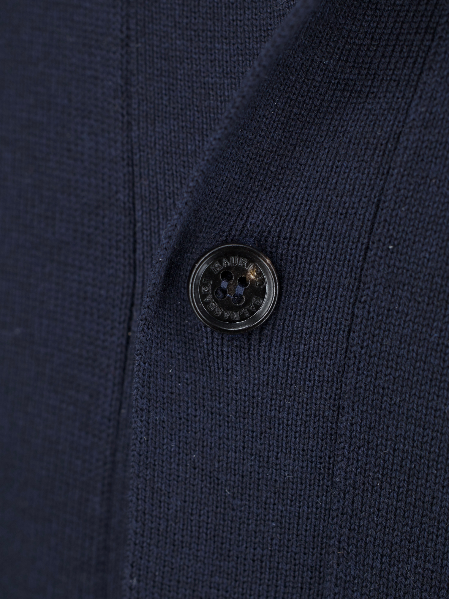 Maurizio Baldassari Navy Silk & Cotton Cable-Knitted Cardigan Shirt