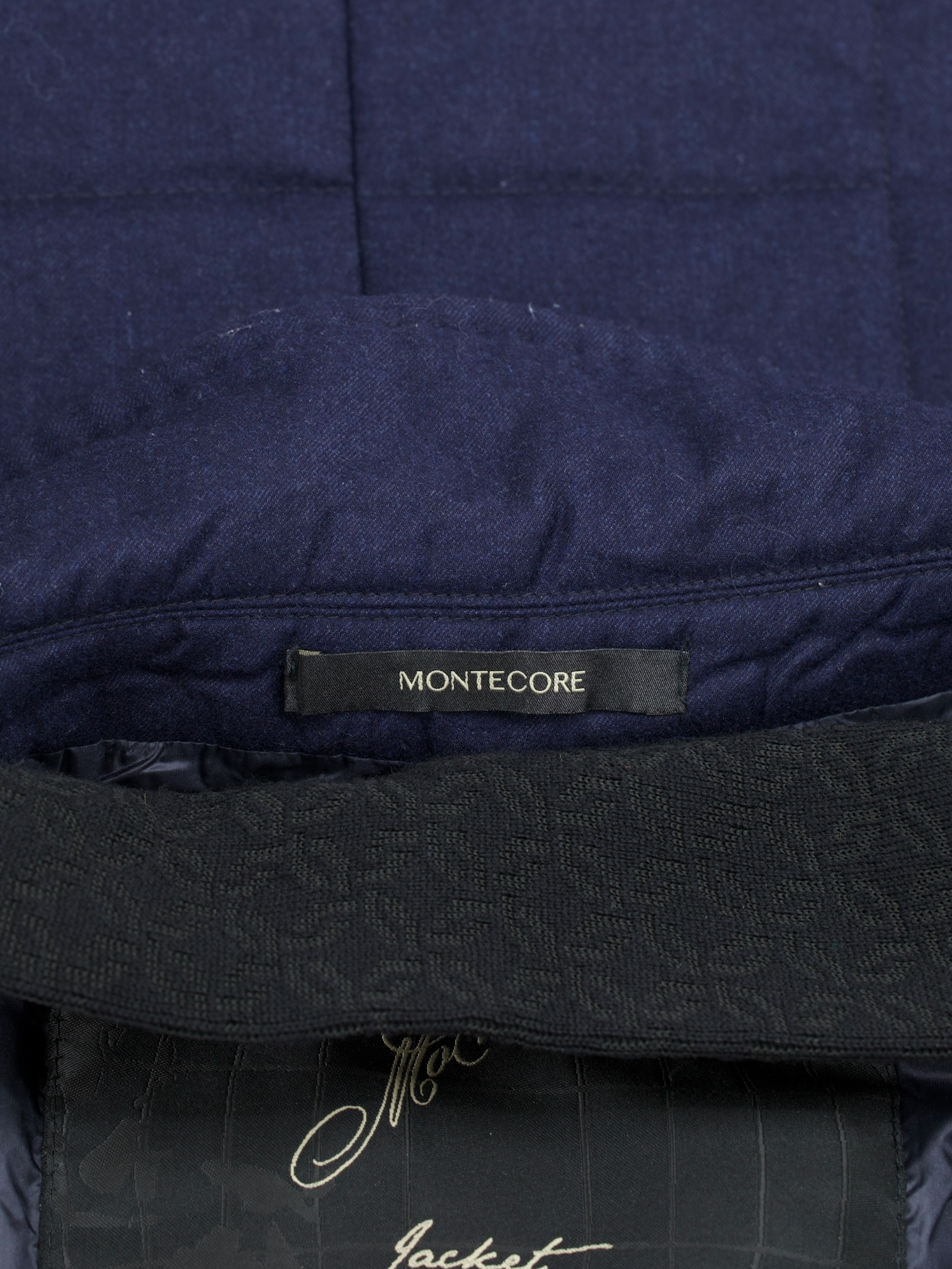 Montecore Navy Wool & Silk Rain System Padded Overcoat