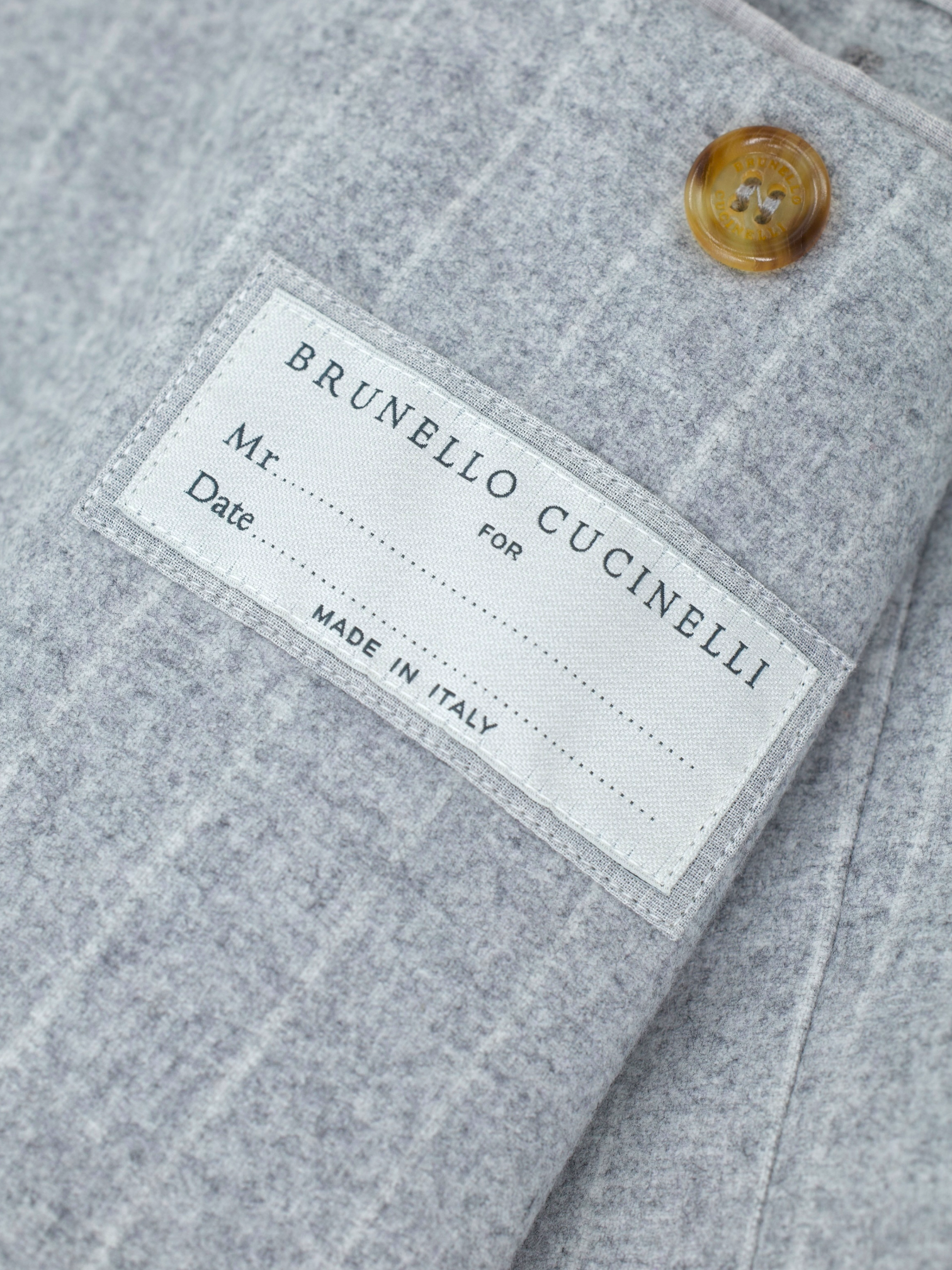 Brunello Cucinelli Light Grey Wool, Cashmere & Silk Flannel Chalkstripe Suit