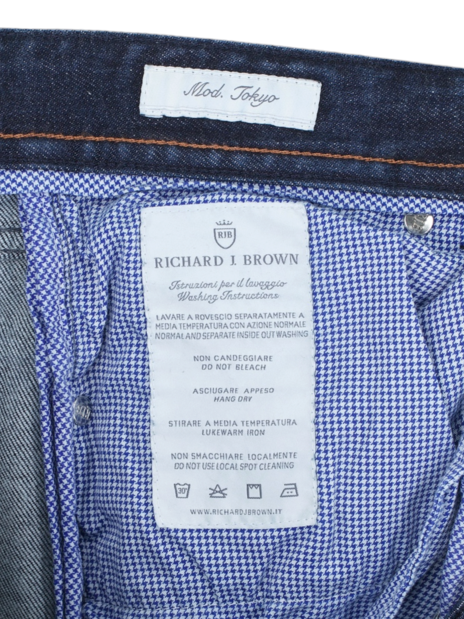 Richard J. Brown Dark Blue Cotton, Cashmere & Stretch Tokyo Jeans