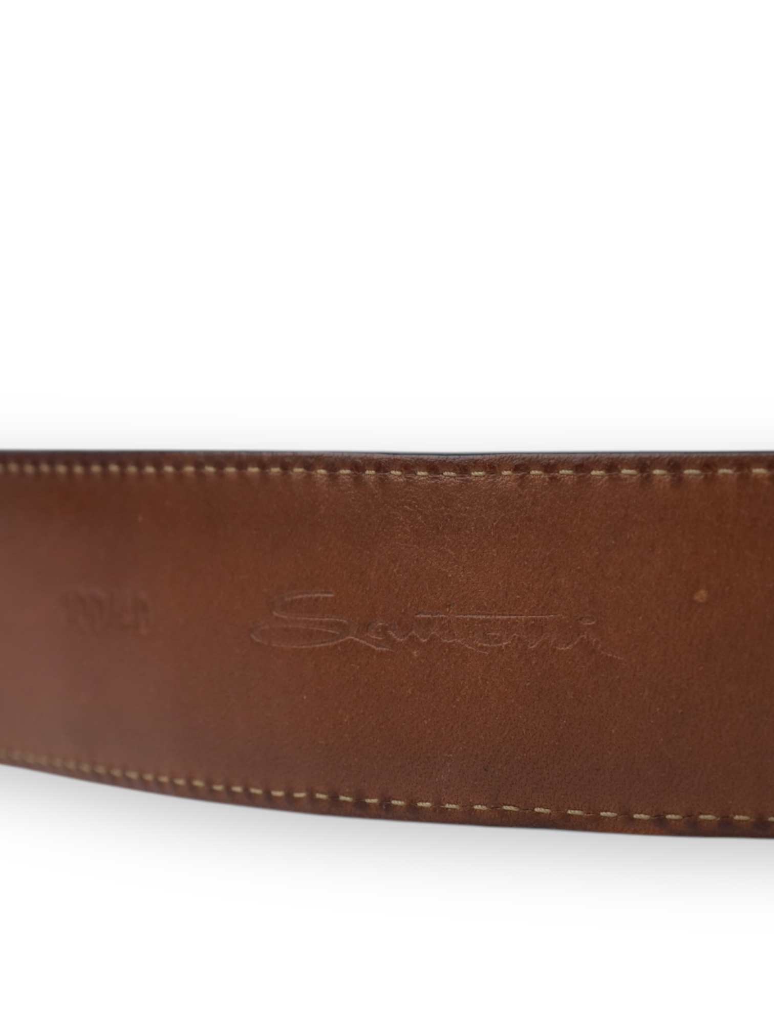 Santoni Light Brown Crocodile Leather Belt