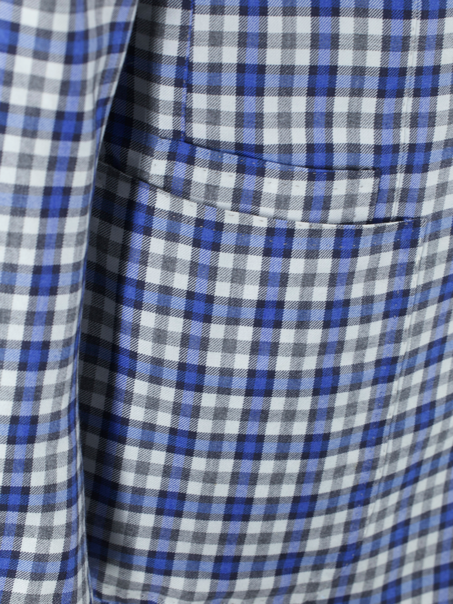 Orazio Luciano Light Grey & Blue Wool & Silk Checkered Jacket