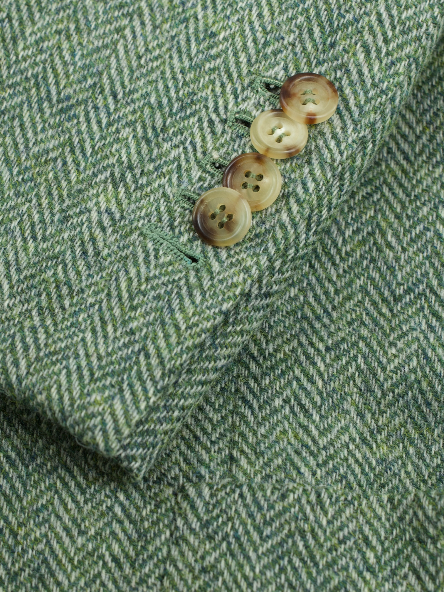 Orazio Luciano Pistache Green Tweed Norfolk-Inspired Herringbone Jacket