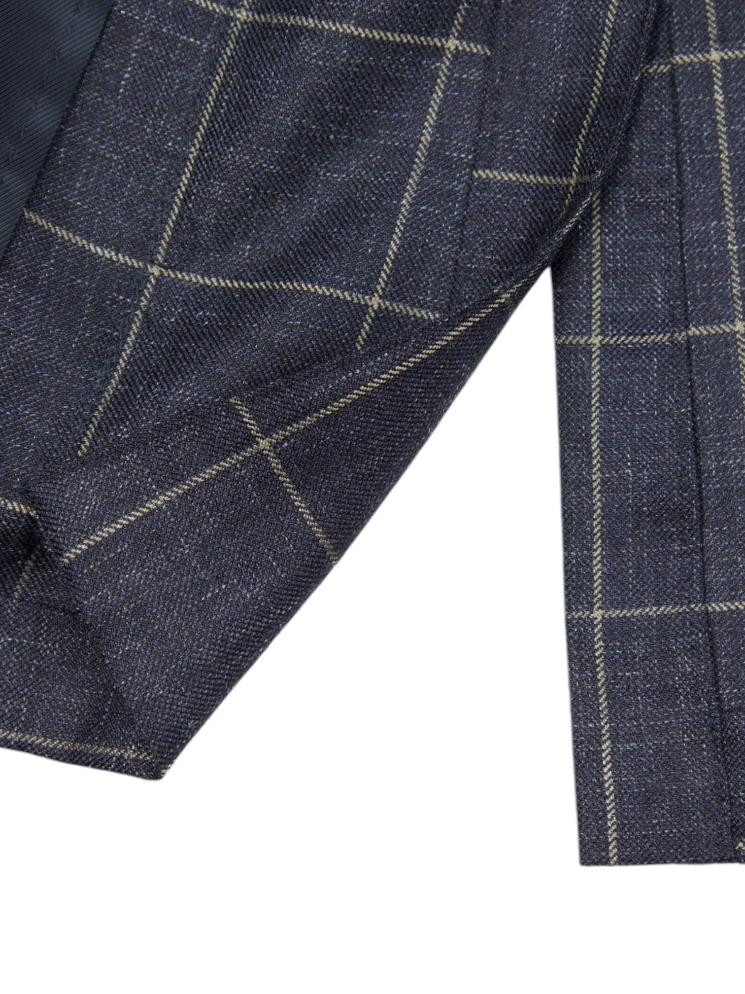 Corneliani Dark Blue Wool, Silk & Linen Windowpane Jacket