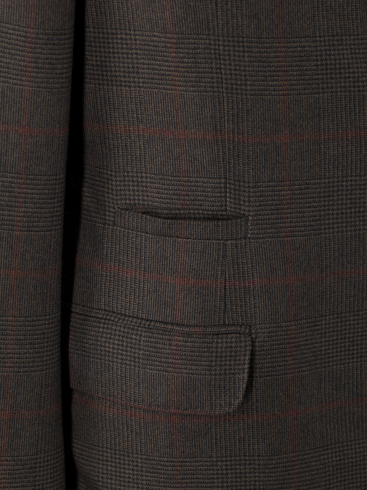 Brunello Cucinelli Dark Brown & Burgundy Wool & Cashmere Glenplaid Jacket