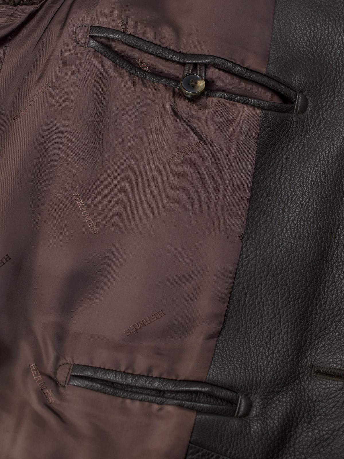Hermès Dark Brown Deerskin Leather Jacket