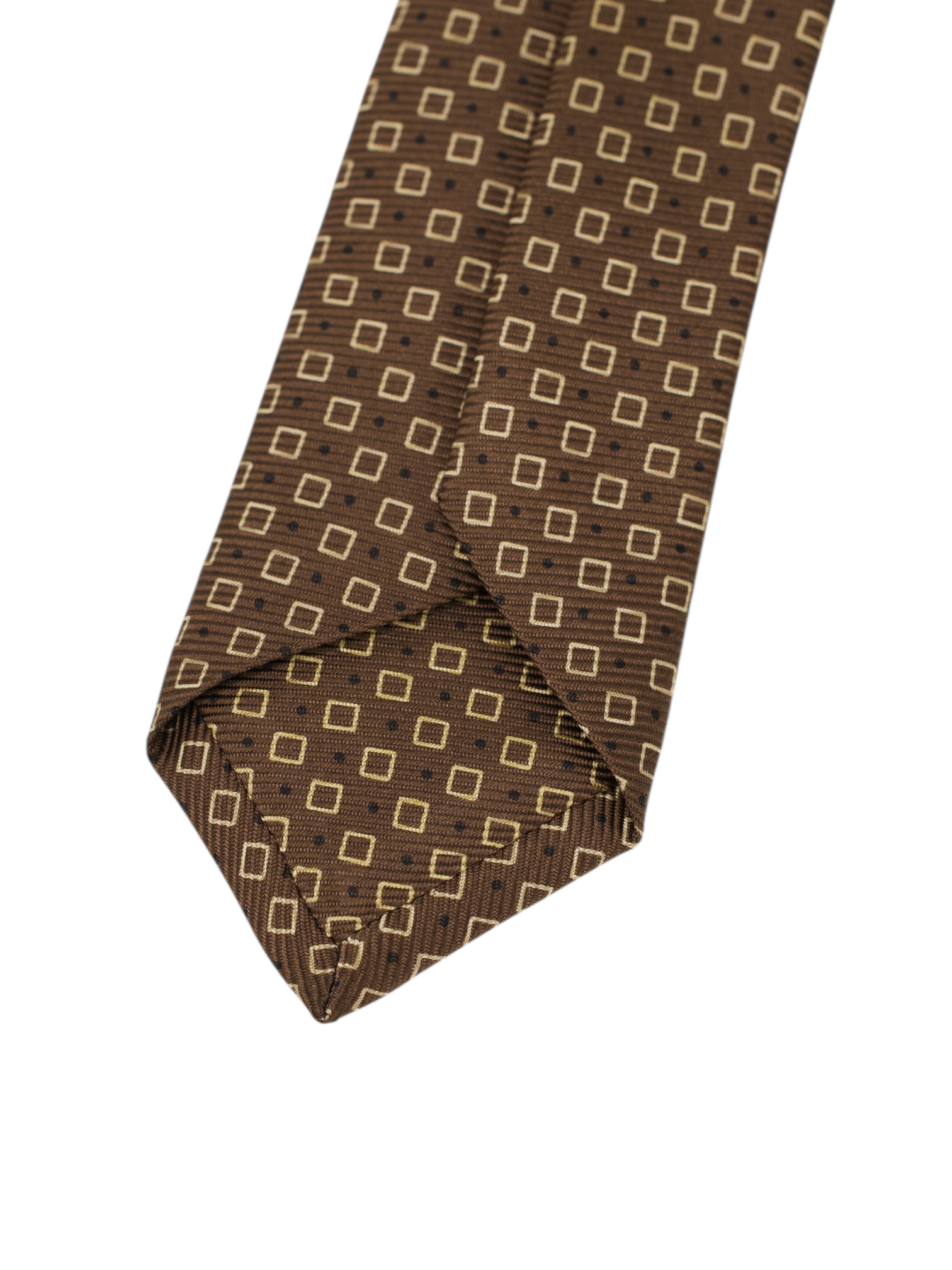 Kiton 5-Fold Chocolate Brown Silk Square Pattern Tie