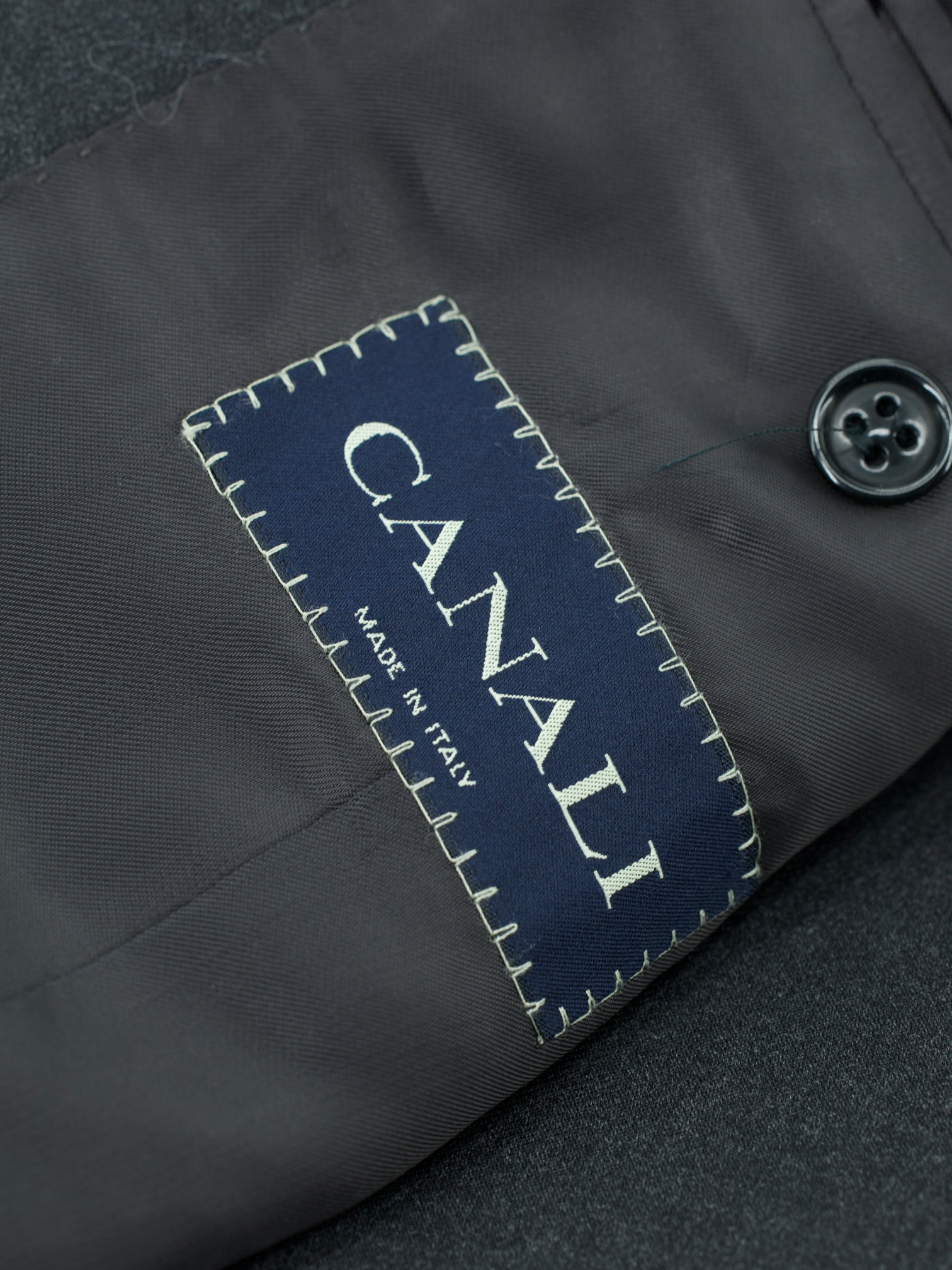 Canali Dark Grey Extrafine Wool Twill Jacquet
