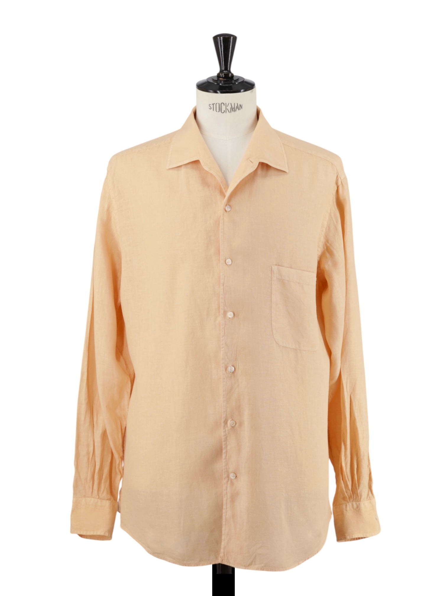 Loro Piana Pastel Orange André Garment-Dyed Linen Summer Shirt