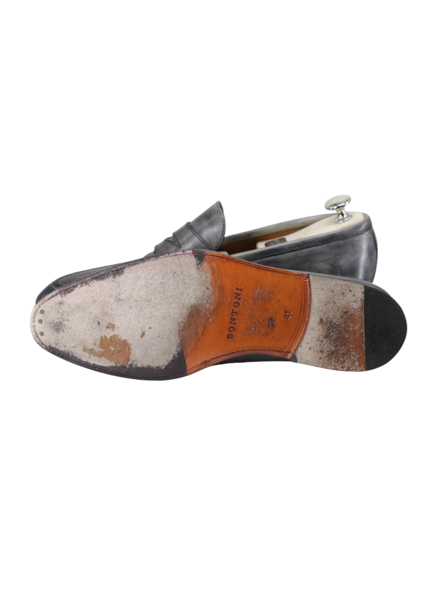 Bontoni Grey Museum-Calf Principe Penny Loafer + Crocodile Belt