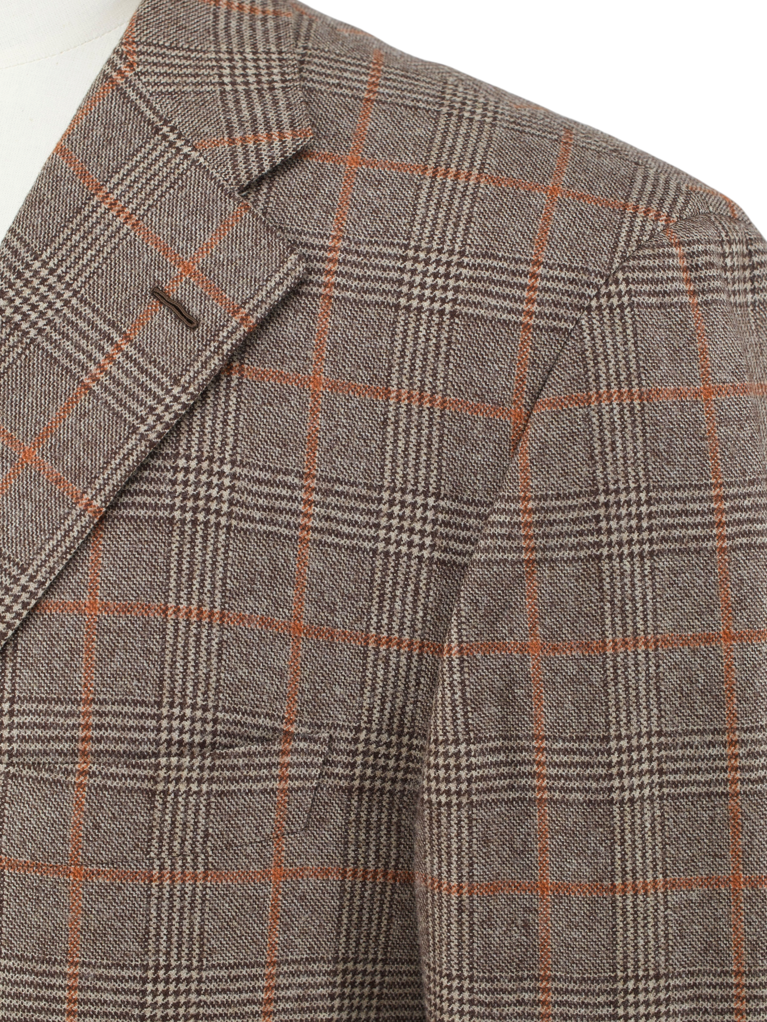 Caruso Brown & Burnt-Orange "Winter Zelander" Wool Prince of Wales Jacket