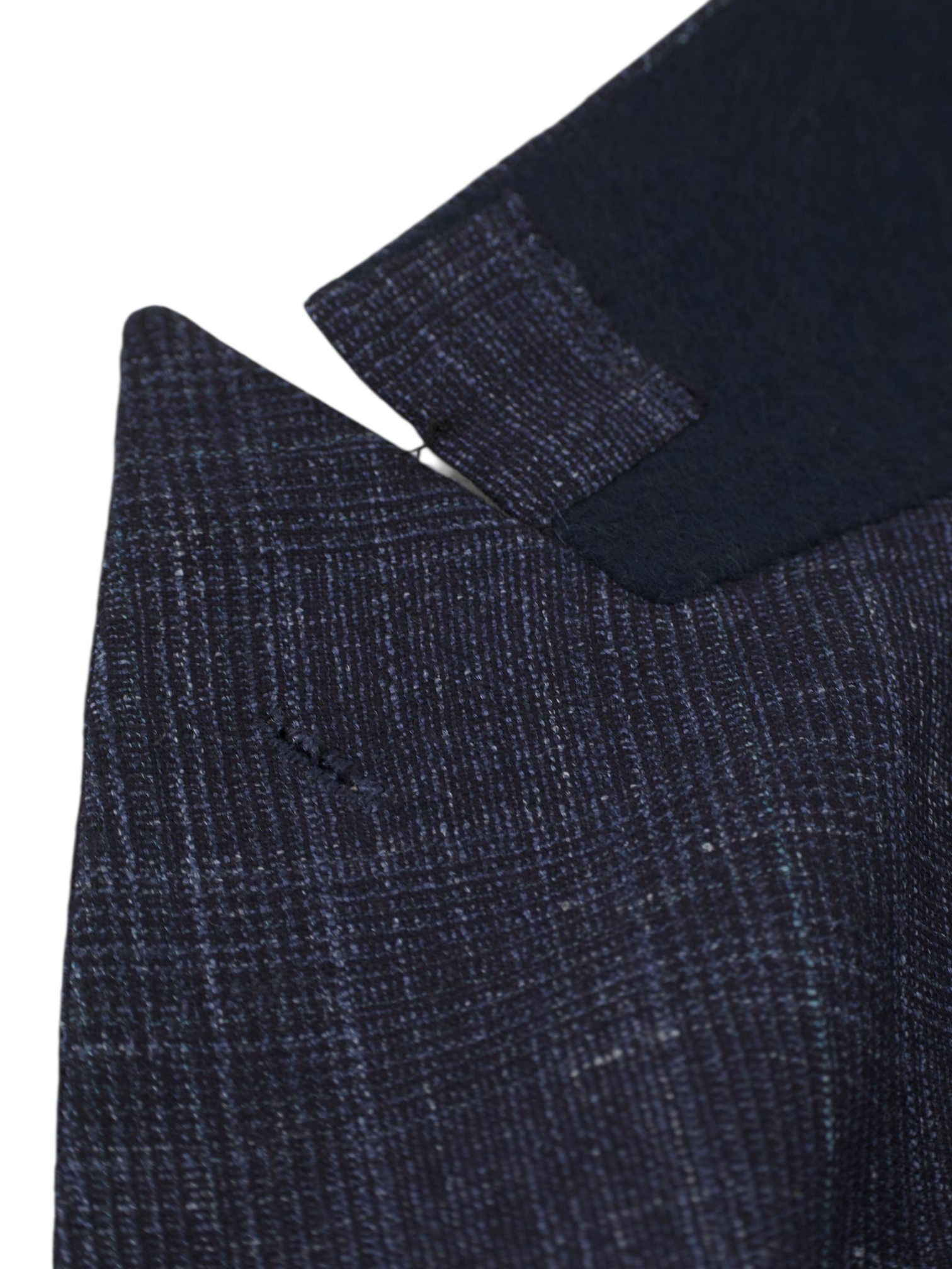 Kiton Dark Blue Cashmere, Wool, Silk & Linen Double Breasted Glenplaid Suit