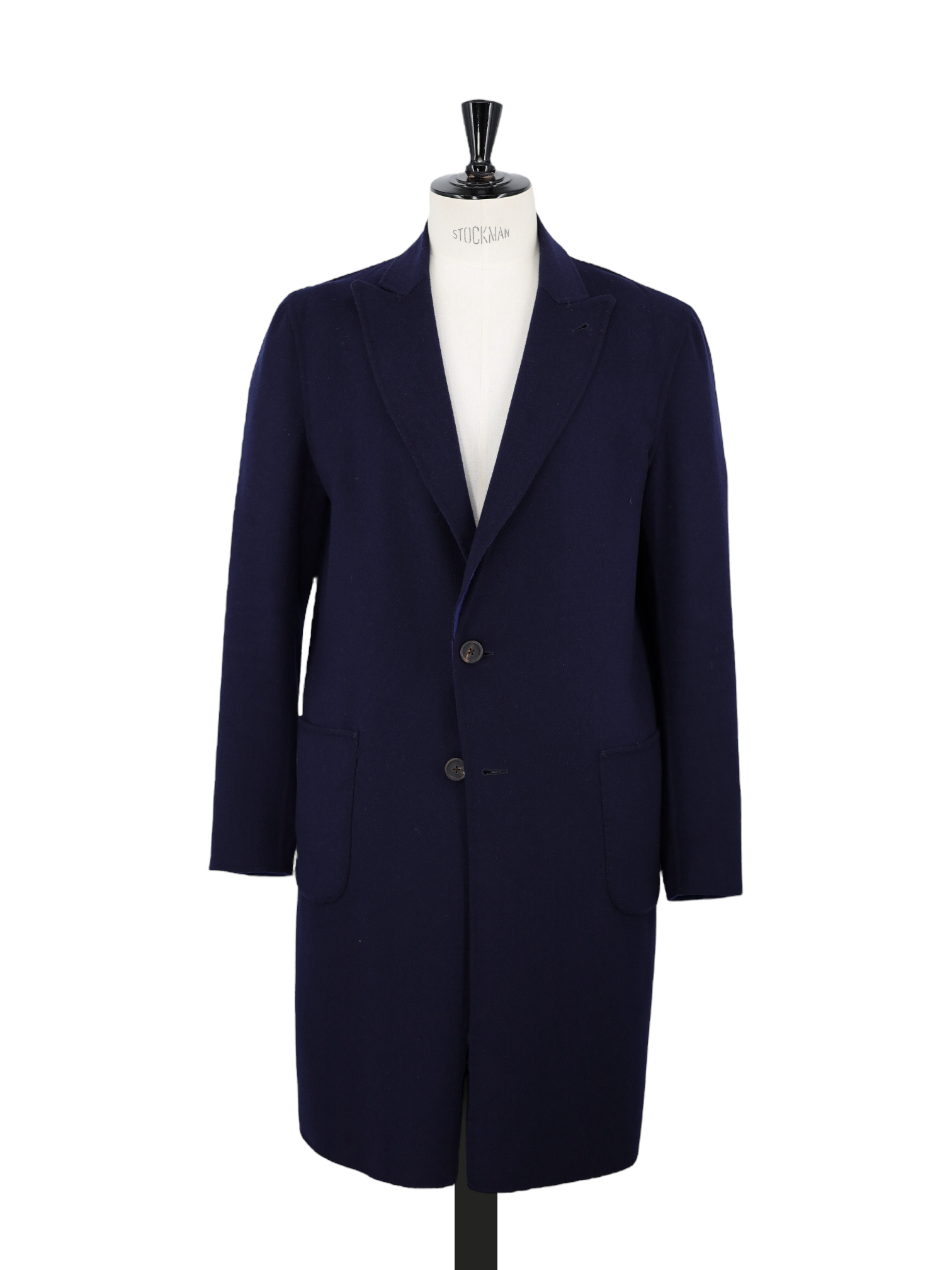 Lardini Navy Double-Faced "Capolavoro" Wool Unlined Overcoat
