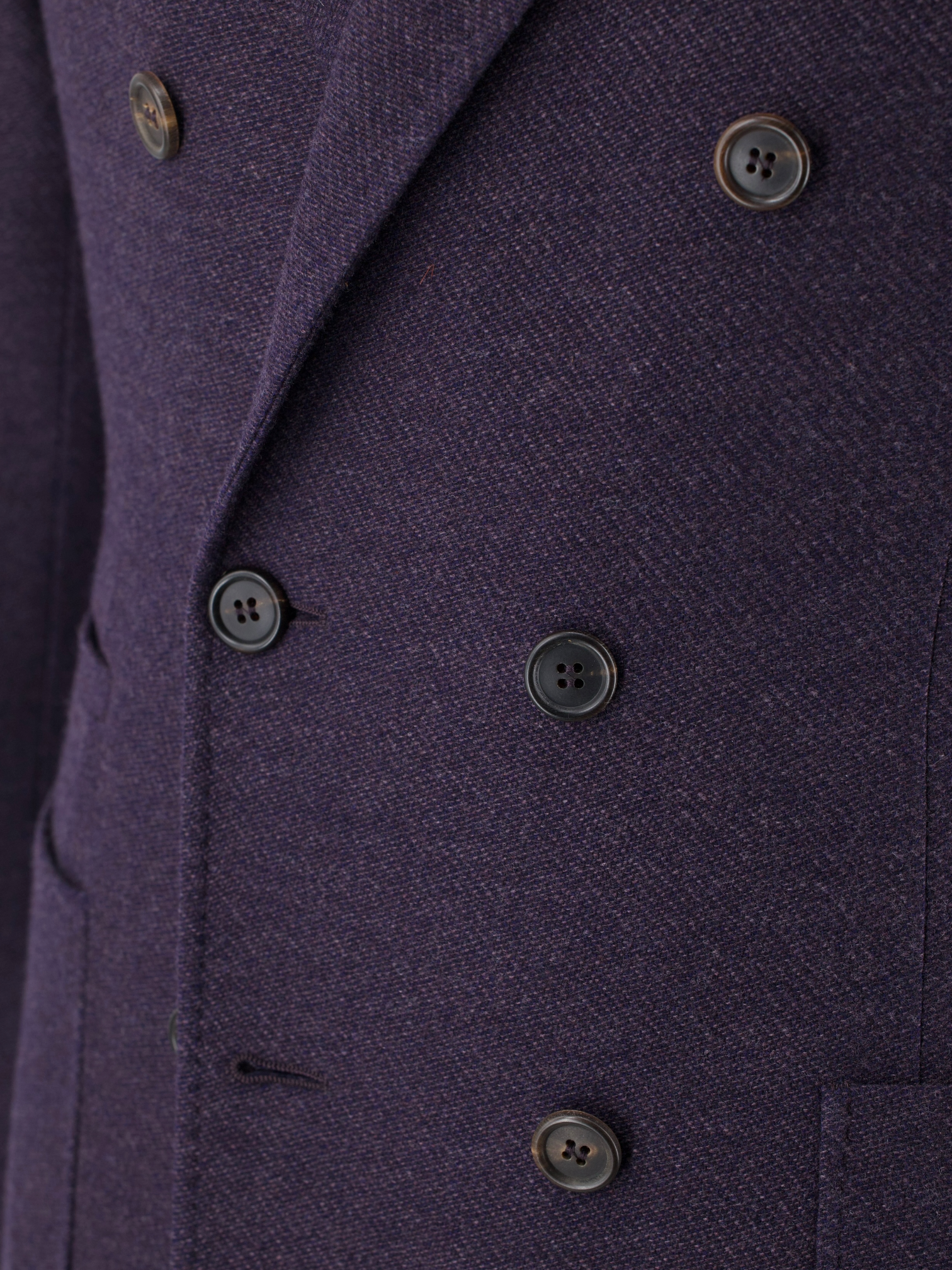 Brunello Cucinelli Aubergine Double Breasted Wool & Silk Micro-Structure Jacket
