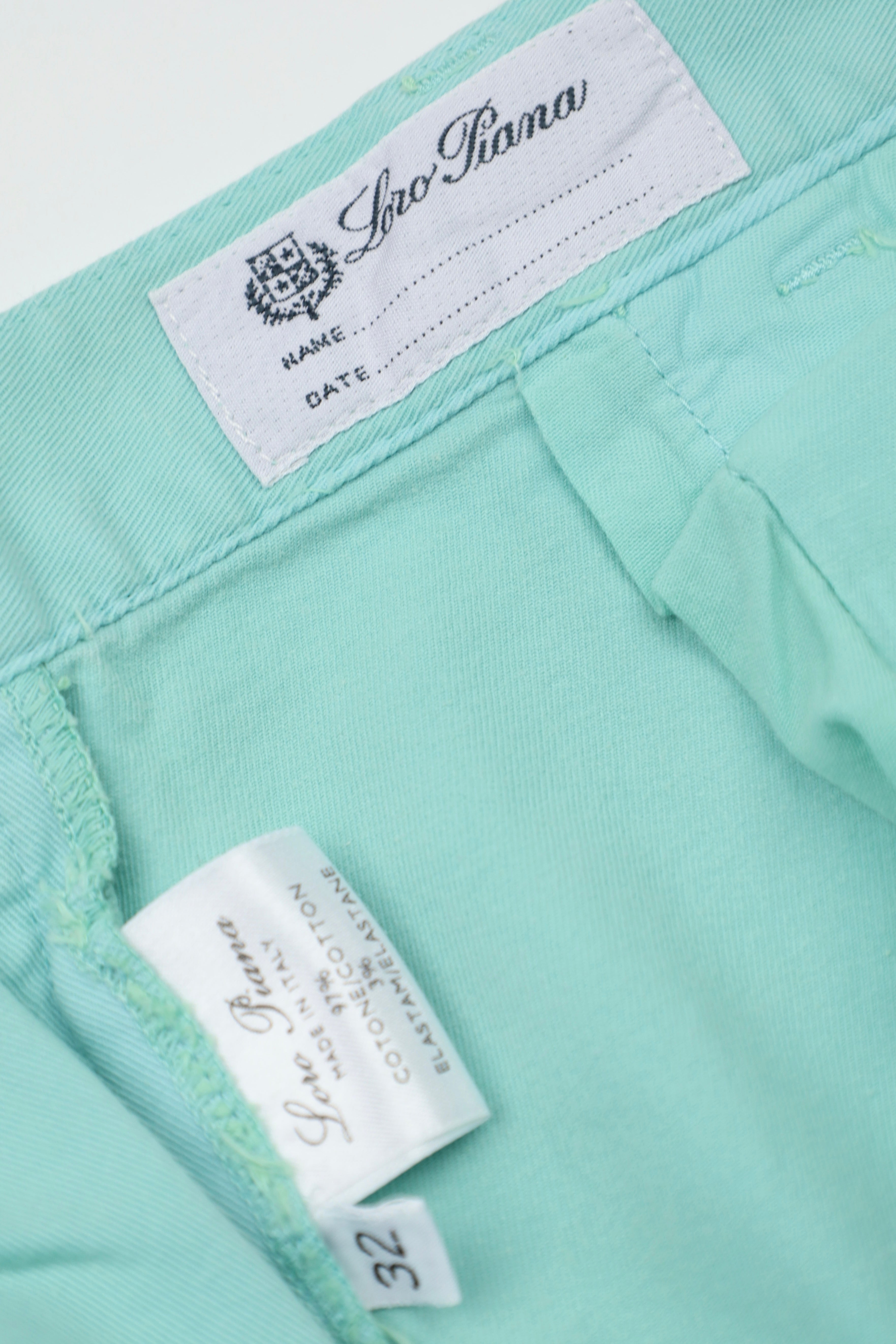 Loro Piana Mint-Green Cotton & Elastane 5-Pocket Chino