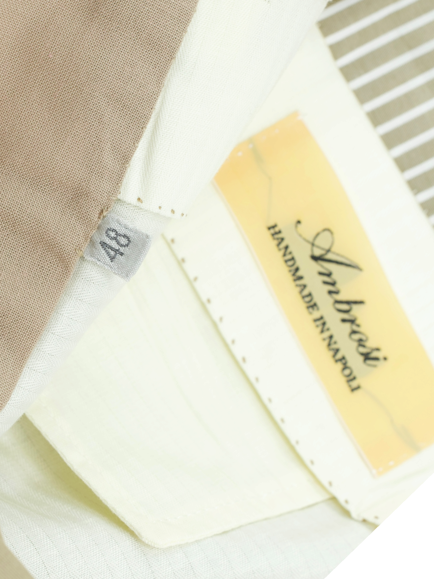 Ambrosi Beige Pure-Cotton Twill Sartorial Summer Trousers