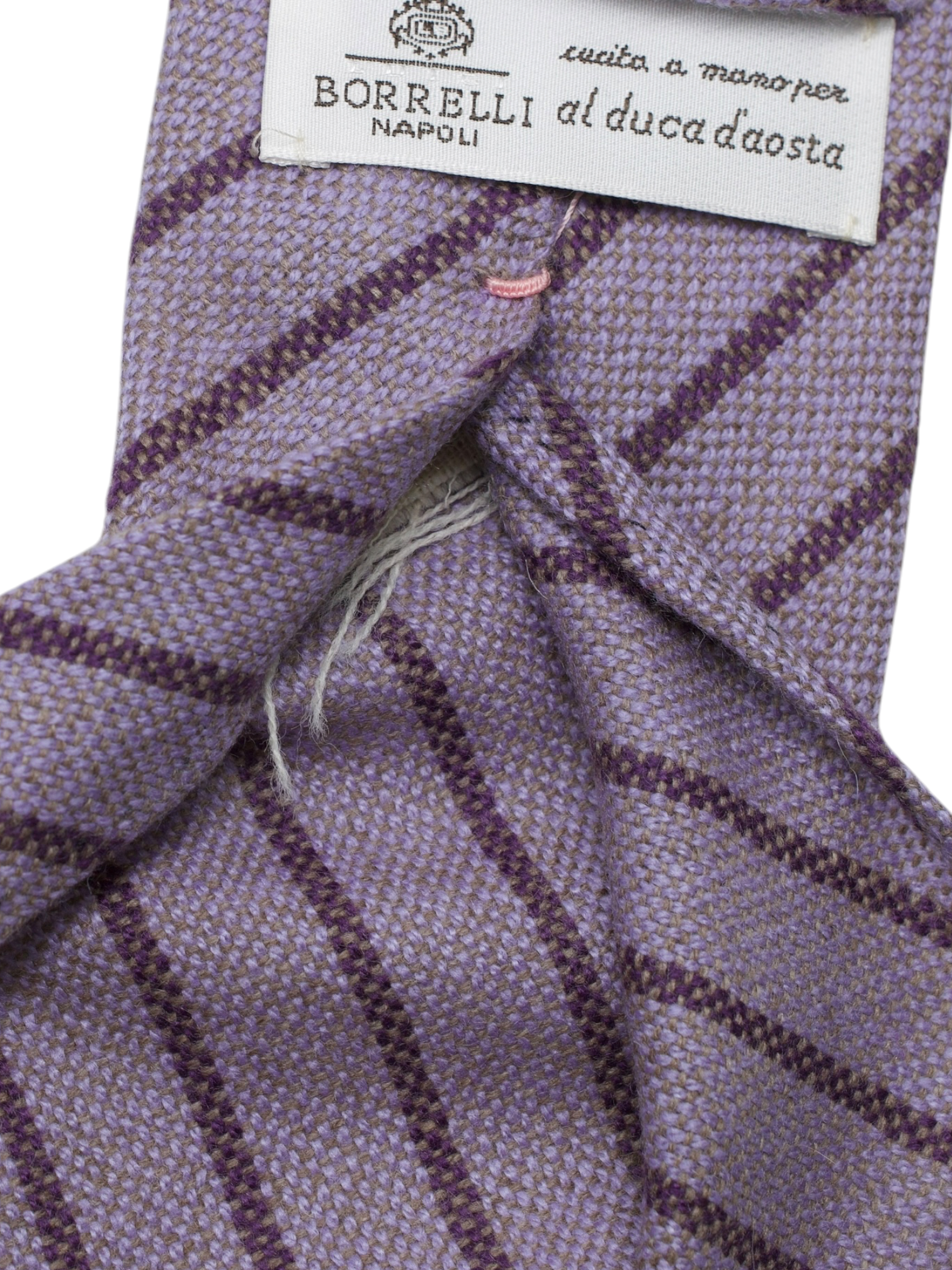 Luigi Borrelli Lavender Purple Wool & Cashmere Striped Tie