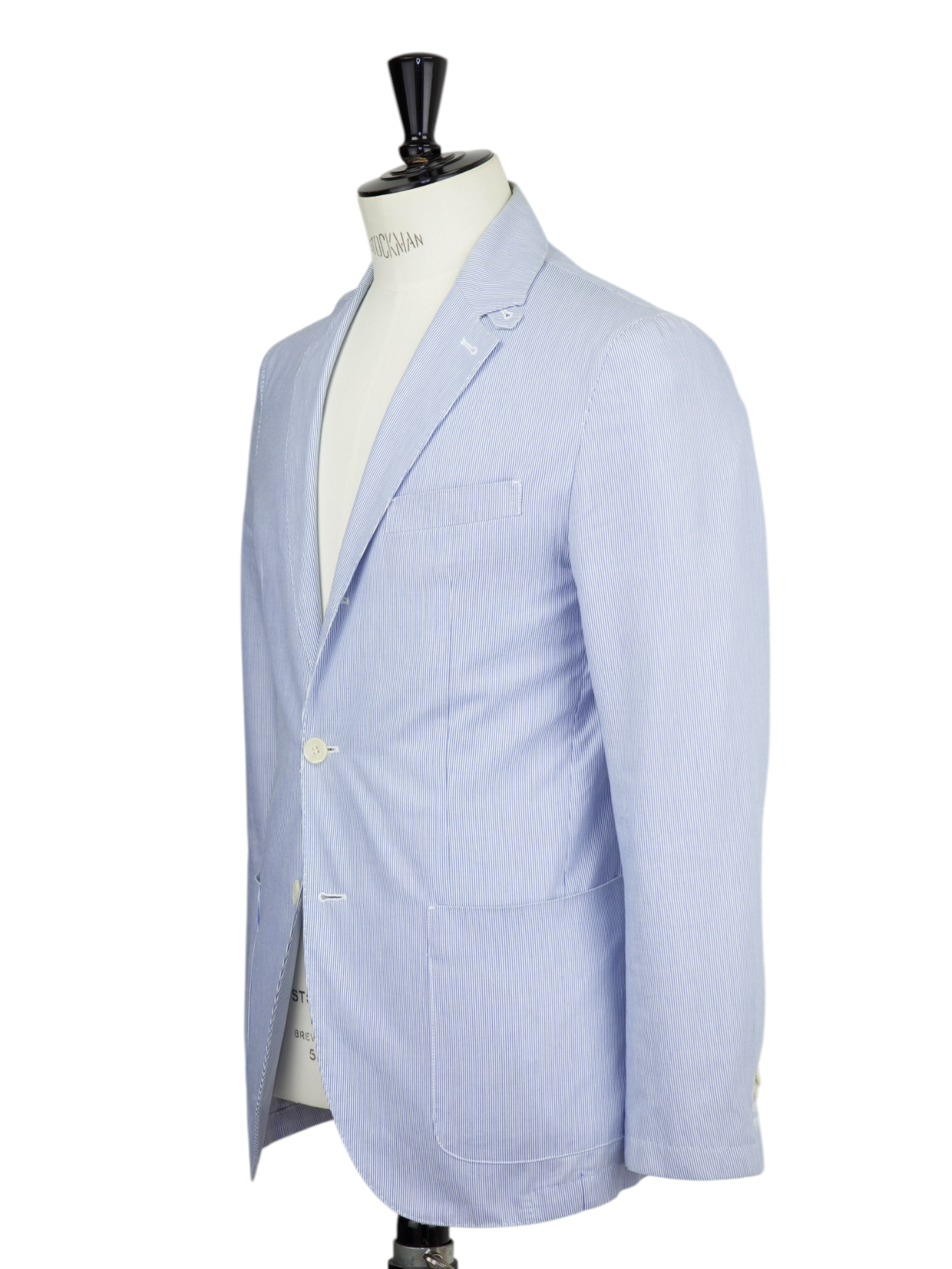 Corneliani ID Light Blue Cotton Pinstripe Unconstructed Jacket