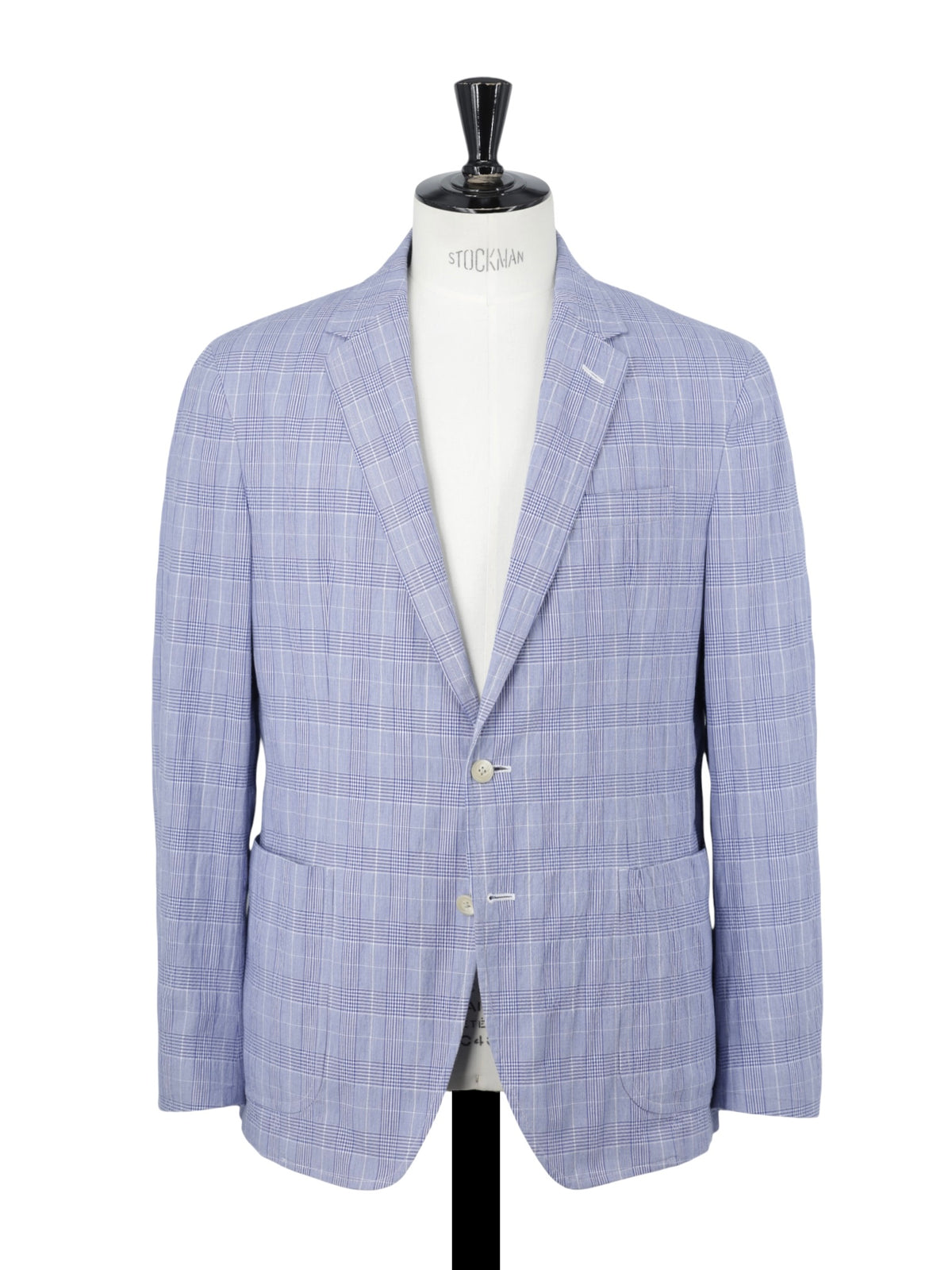 Ralph Lauren Light Blue Seerucker-Inspired Cotton-Stretch Checkered Jacket