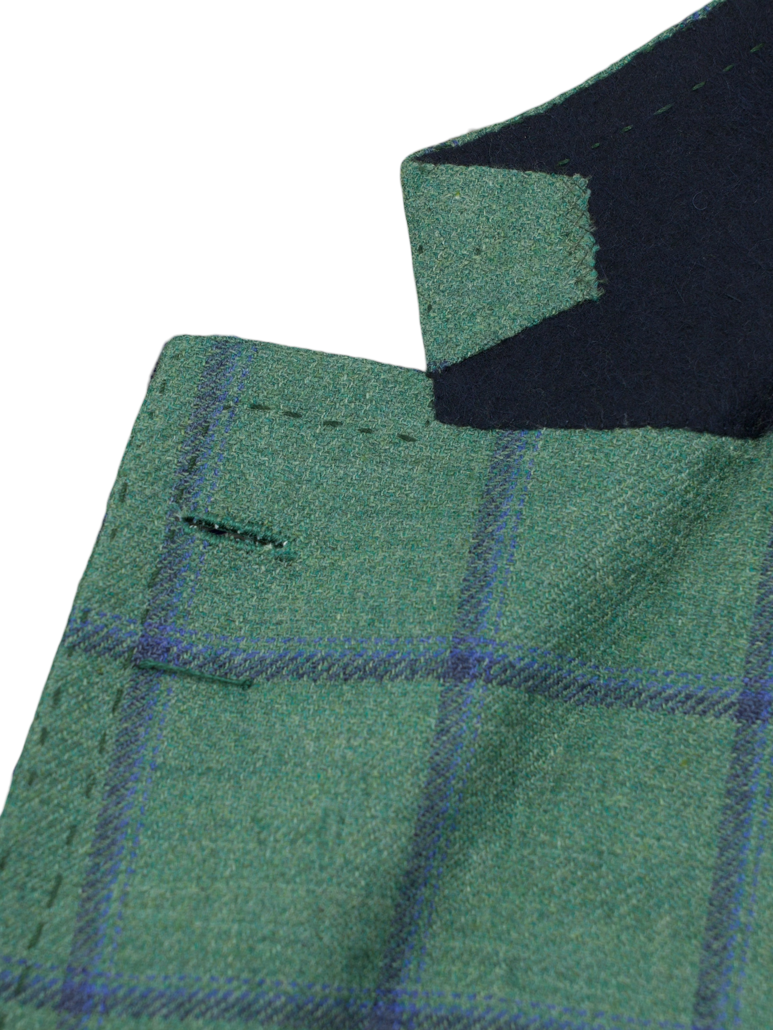 Cesare Attolini Light Green & Blue Cashmere Silk Blend Windowpane Jacket