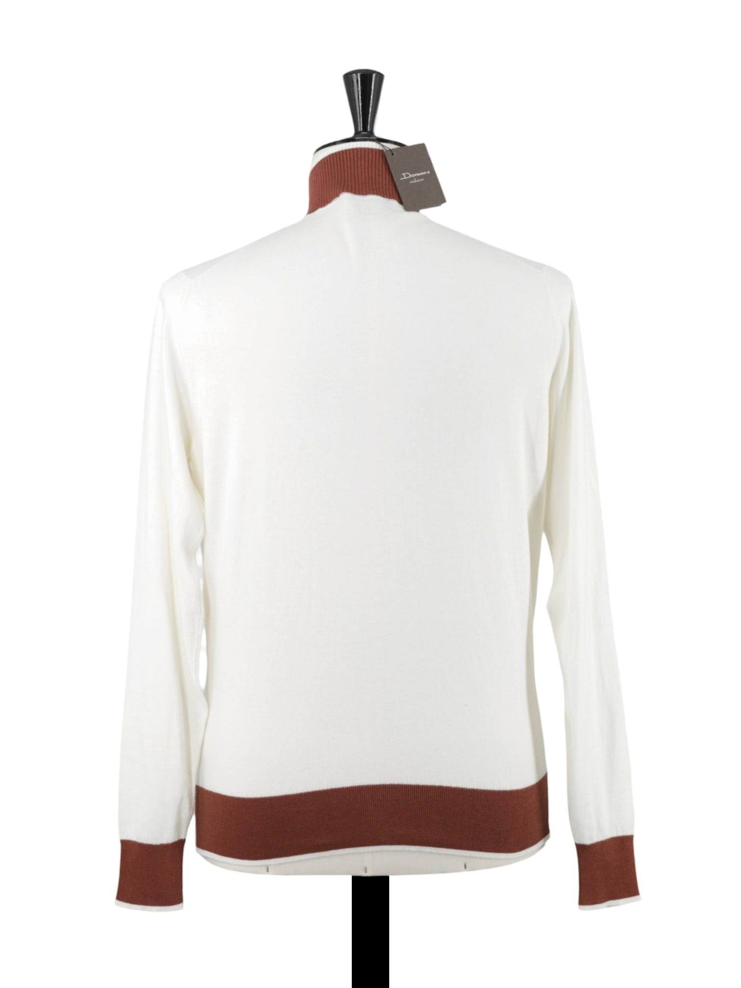 Doriani Cashmere Offwhite & Burnt Orange Cotton & Cashmere Full-Zip Knitwear