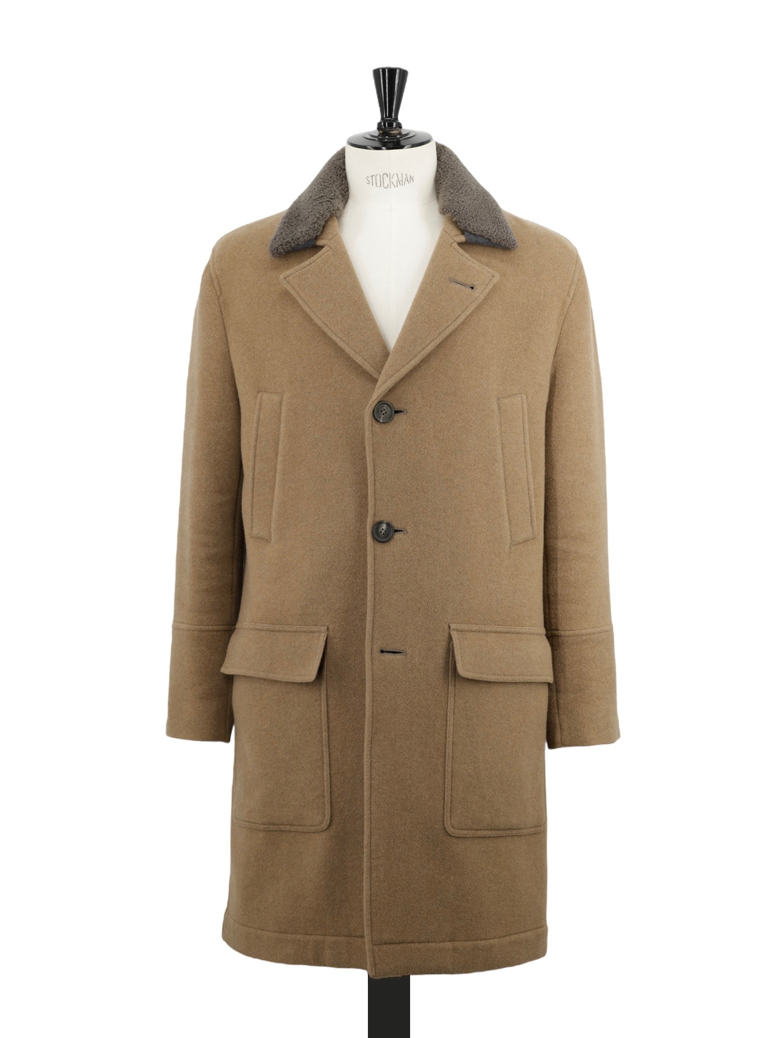 Brunello Cucinelli Brown Wool & Cashmere Teddy-Collar Overcoat