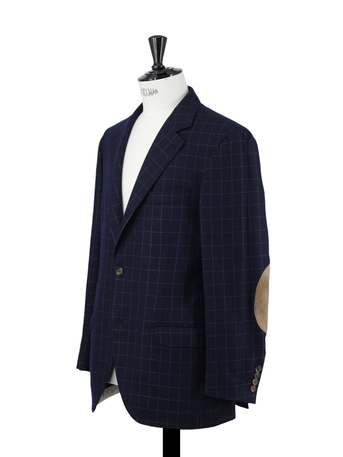 Brunello Cucinelli Navy Vintage Wool & Cashmere Windowpane Jacket