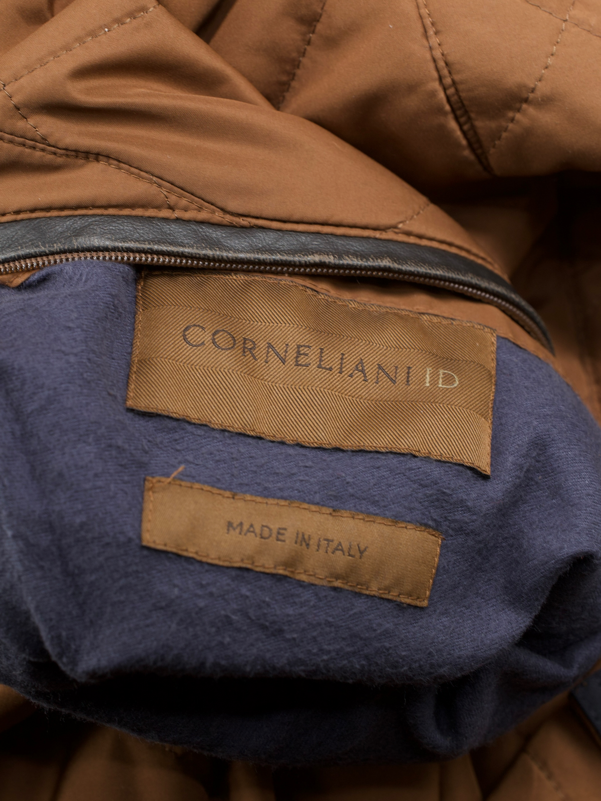 Corneliani Brown Quilted & Navy Softshell Reversible Carcoat