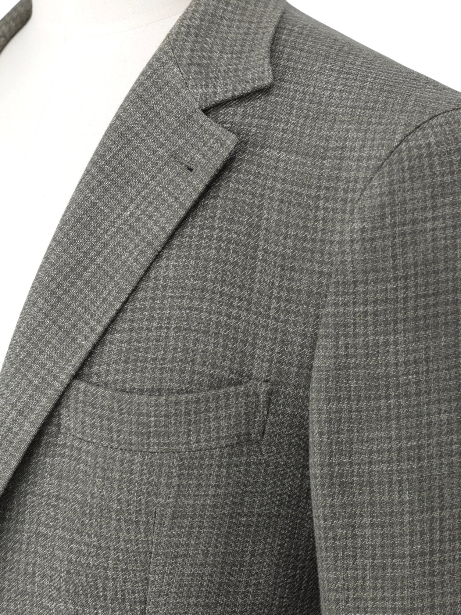 Brunello Cucinelli Sage Green Wool, Linen & Silk Pied de Poule Jacket