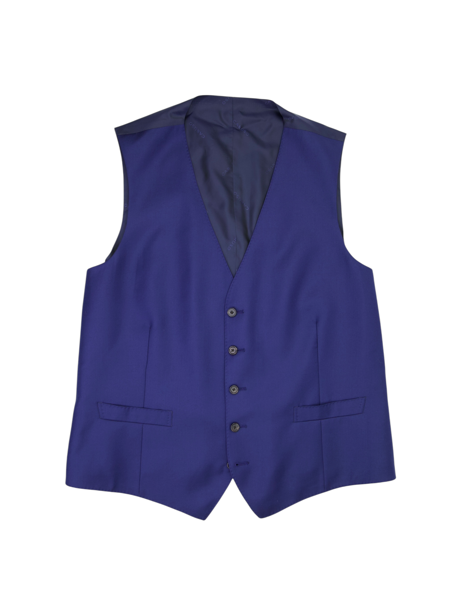 Caruso Royal Blue Wool Twill Waistcoat