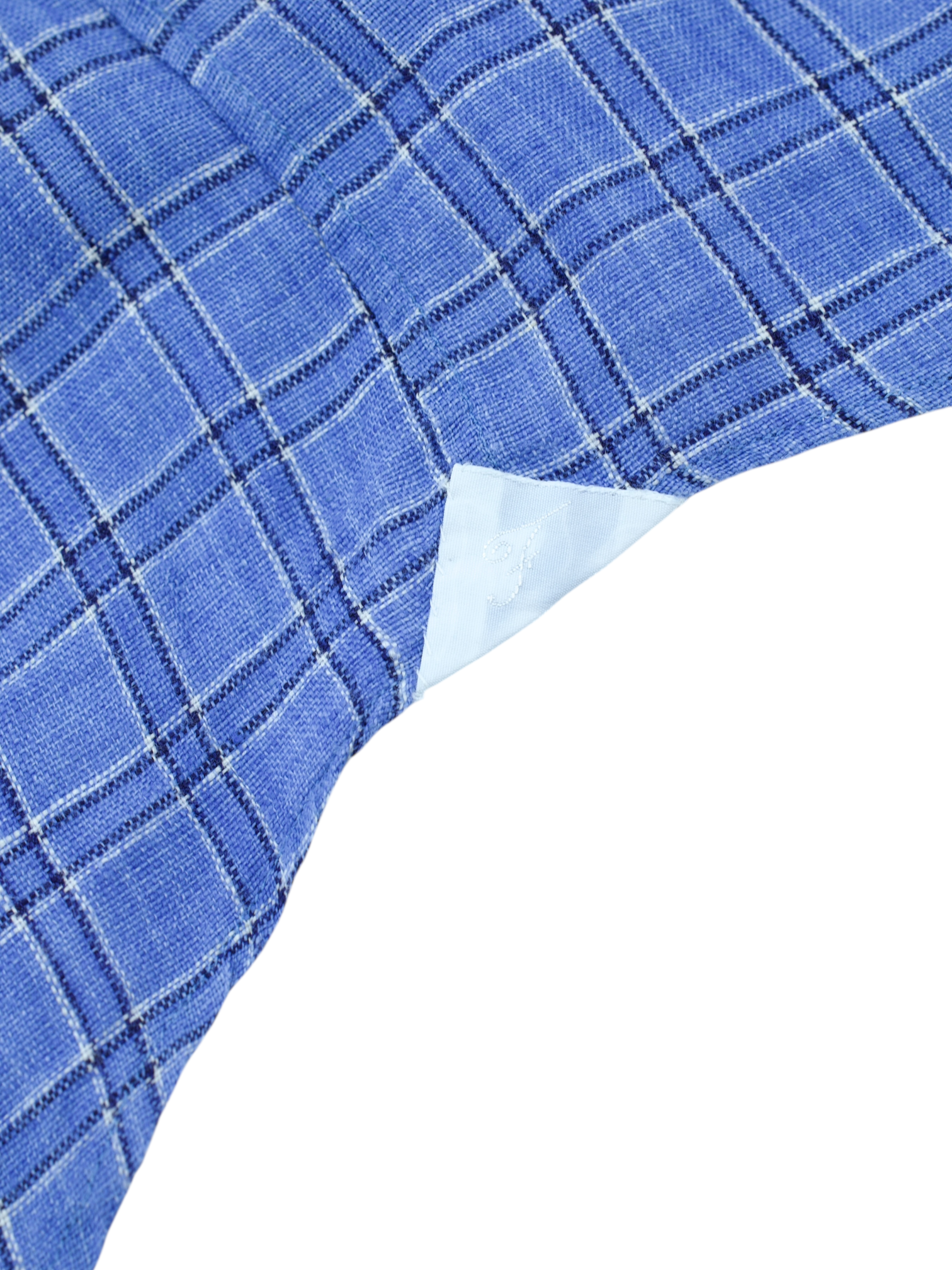 Finamore Blue Linen Windowpane Button-Down Shirt