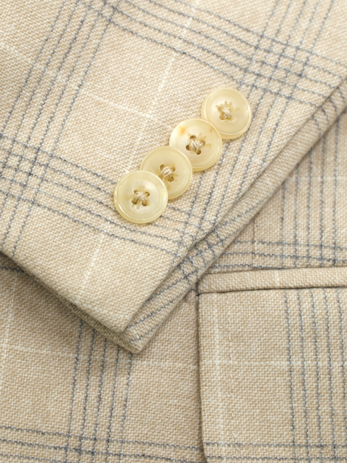 Isaia Beige & Grey Pure Wool Checkered "Amalfi" Jacket