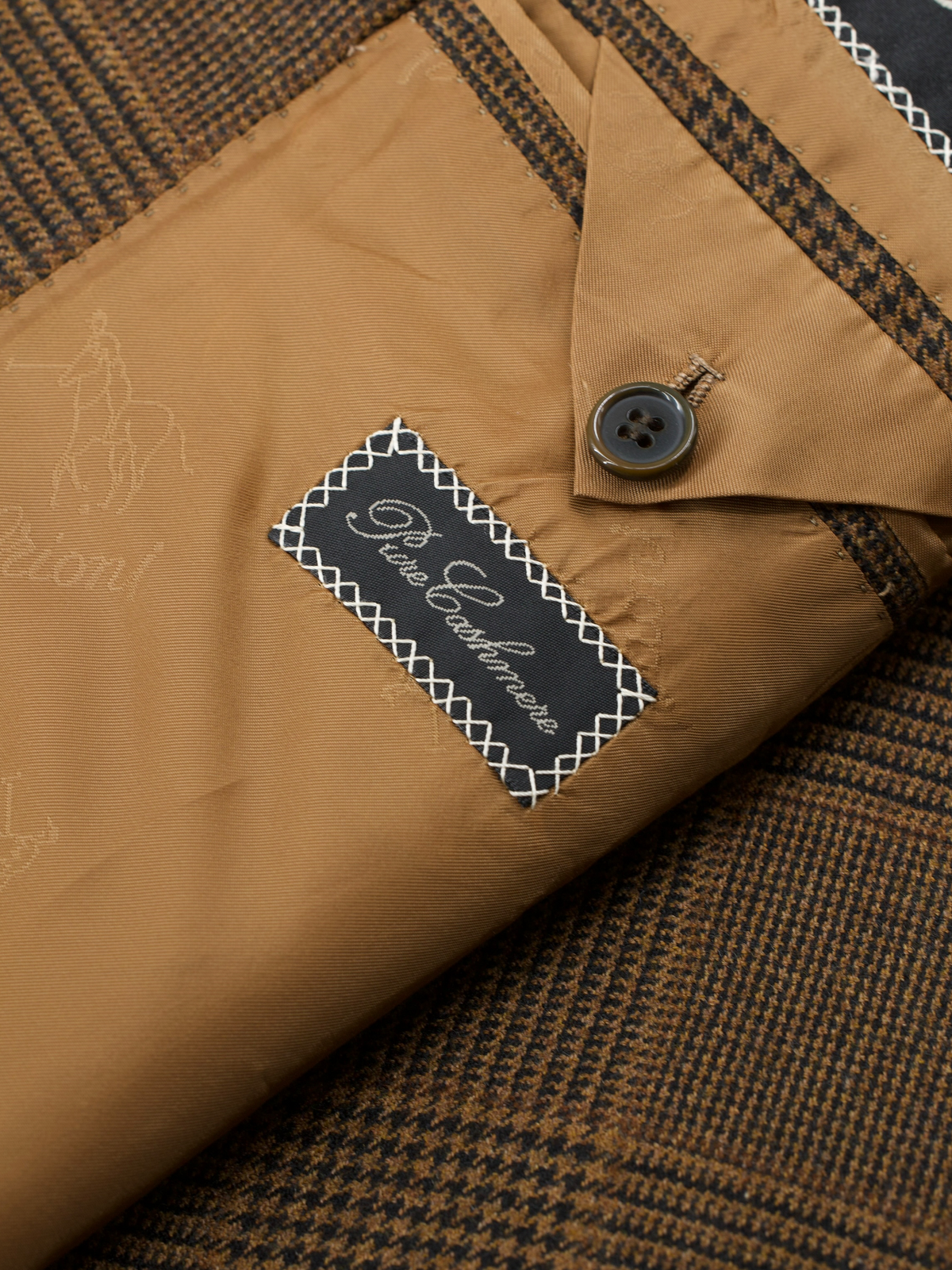 Brioni Dark Brown Pure Cashmere Prince of Wales Jacket