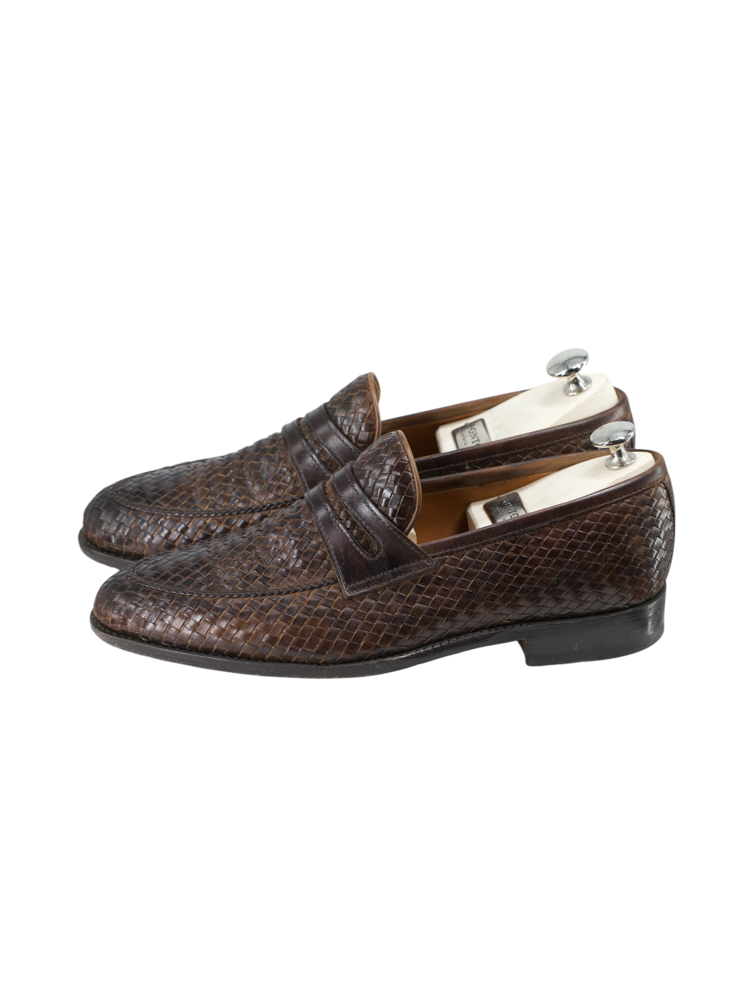 Bontoni Dark Brown Braided-Calfleather Summer Penny Loafer