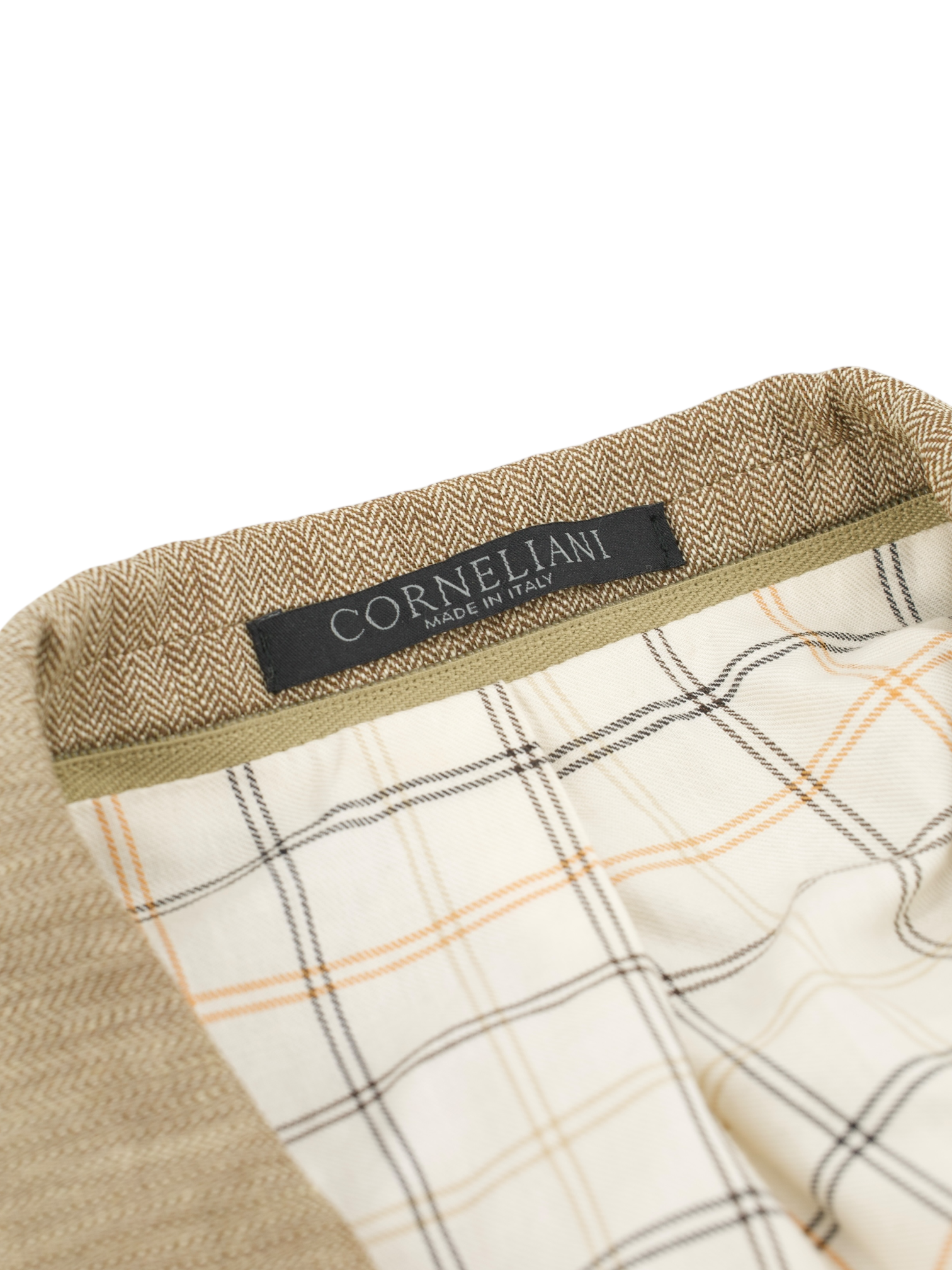 Corneliani ID Brown Linen & Wool Herringbone Vespa Jacket