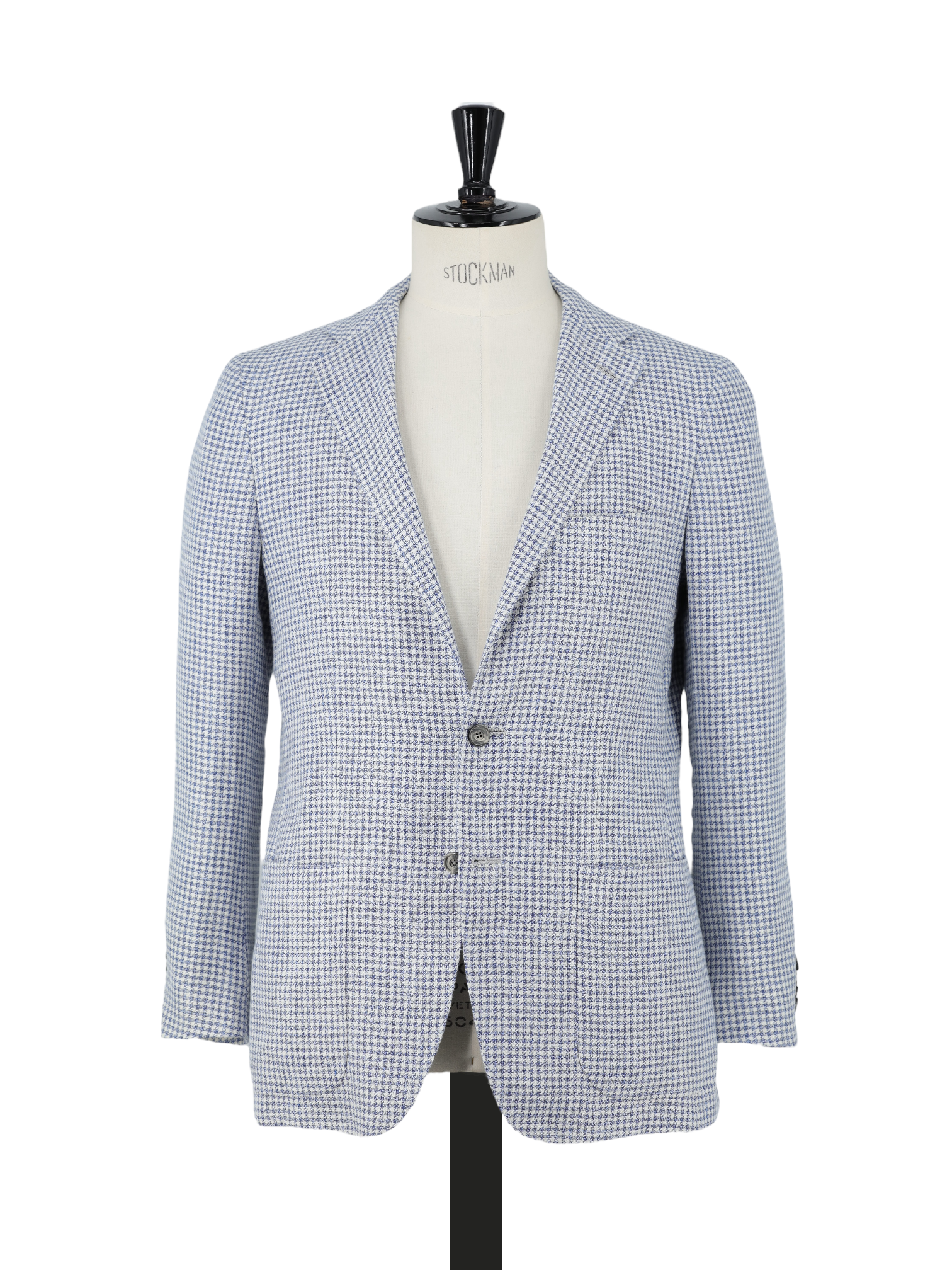 Kiton Chambray Blue Linen, Silk & Cotton Pied de Poule Jacket